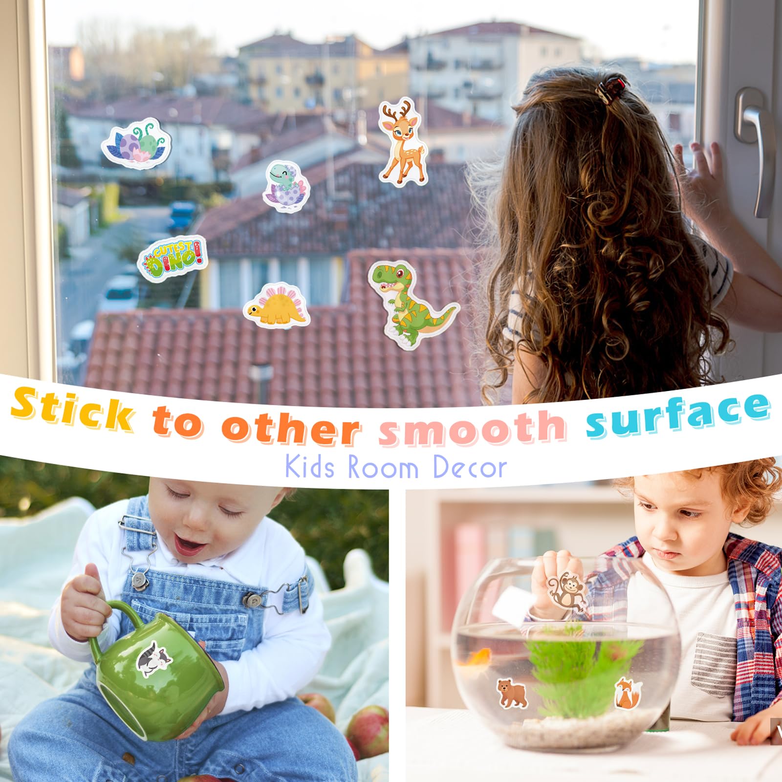 GUYUCOM 2 Pack Reusable Sticker Books for Toddlers - Educational Dinosaur & Animal PVC Stickers for Kids Ages 2-4 7