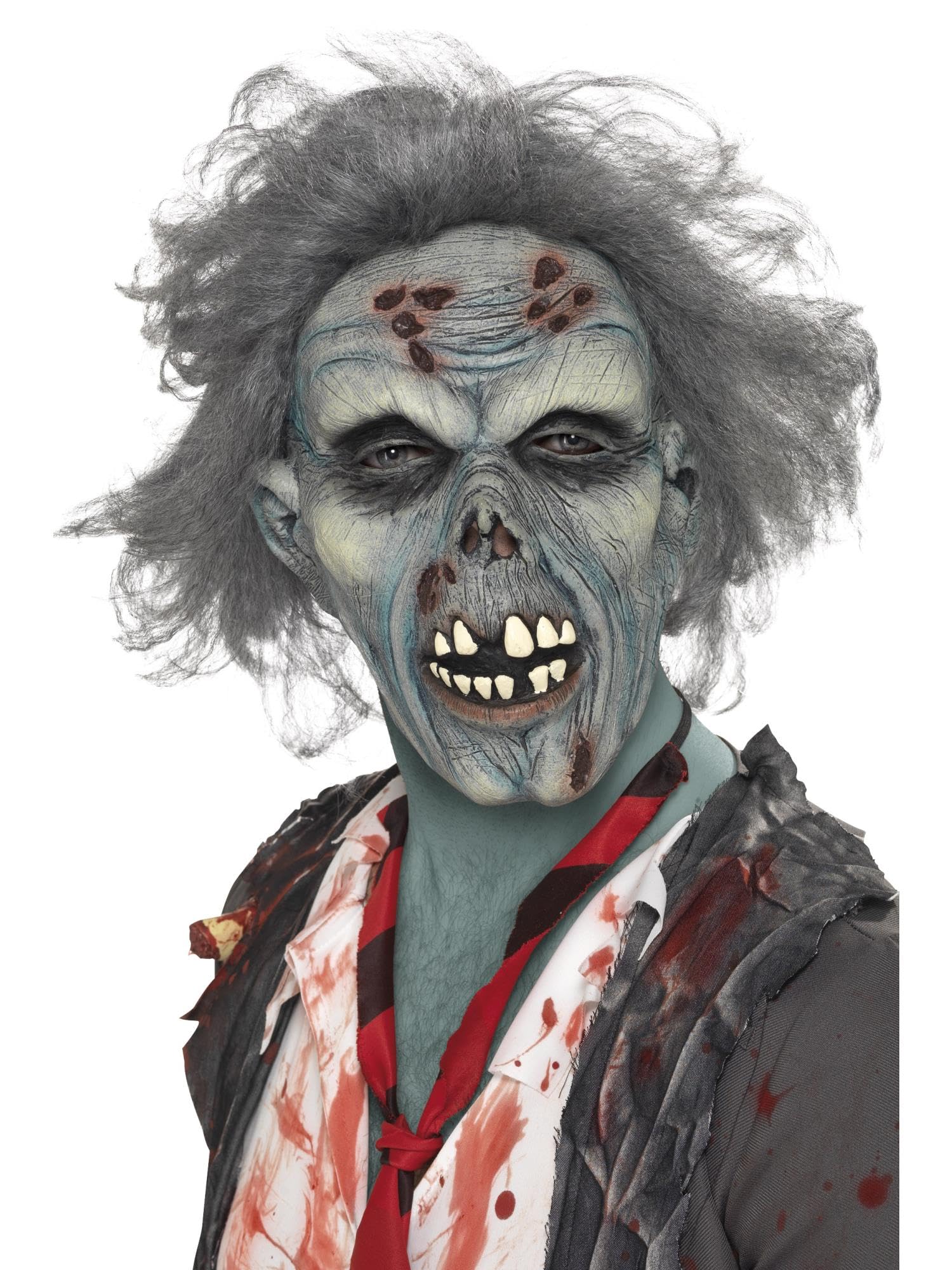 Smiffys Decaying Zombie Mask - Grey Latex Halloween Fancy Dress Accessory