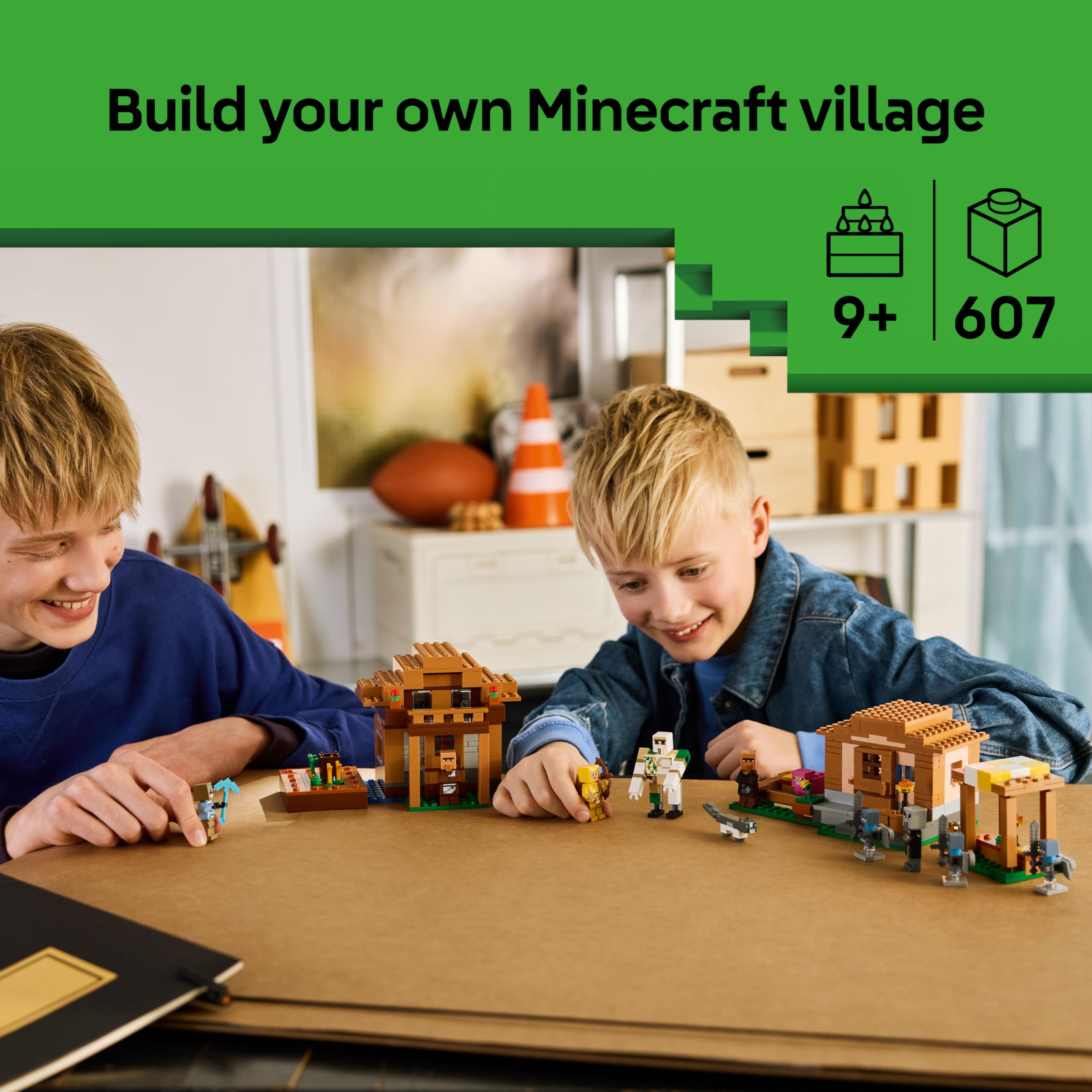 LEGO Minecraft Evoker Village Attack Building Set - 11 Figures, 3 Locations, Ages 9+
