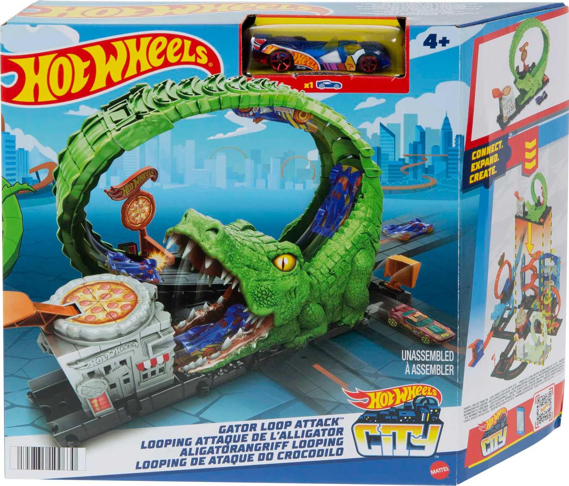 Hot Wheels Gator Loop Attack Playset - Adjustable Track with 1 Car, Connects to Other Sets, Ages 4+ 6