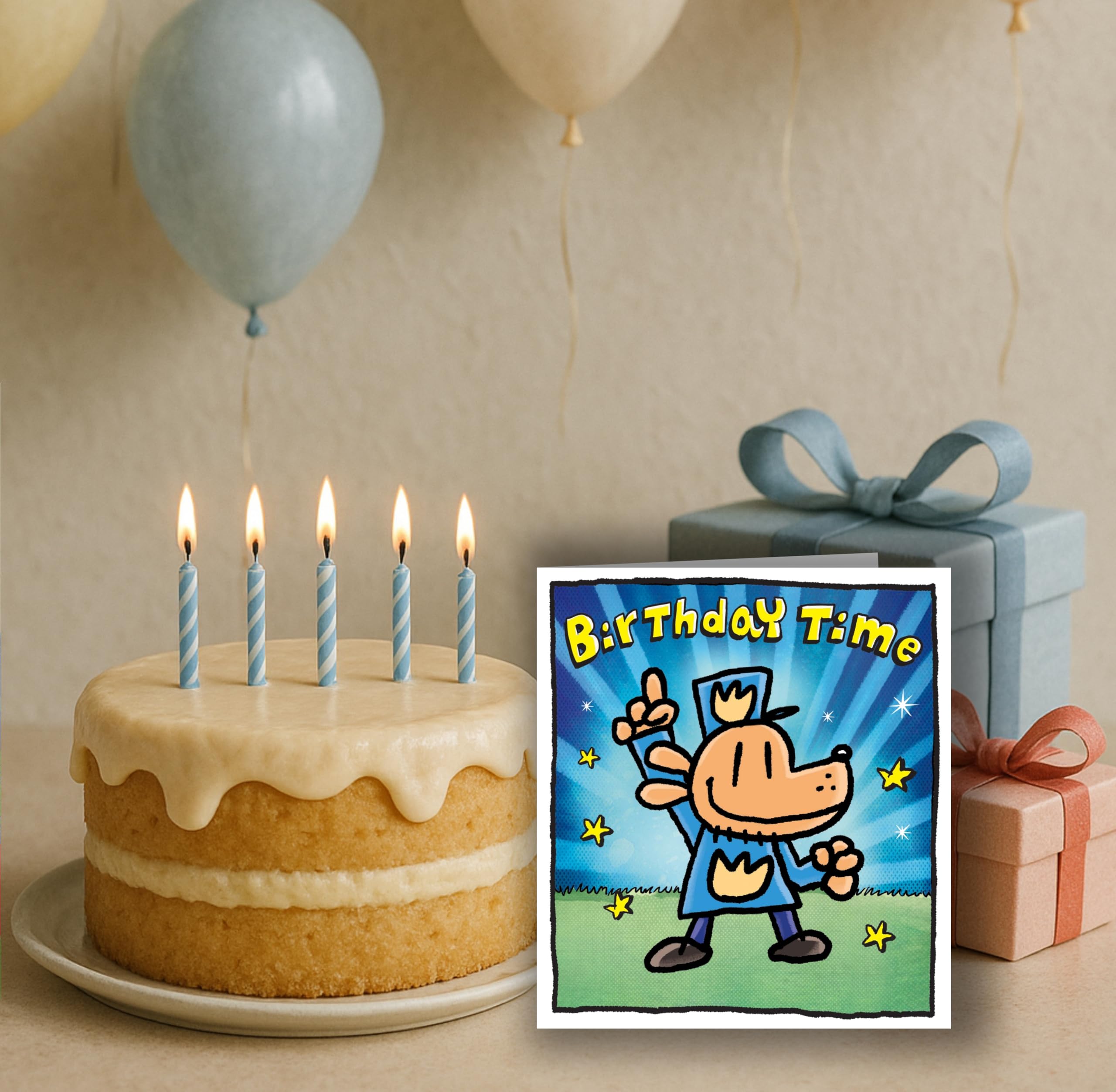 Danilo Promotions LTD Dog Man Birthday Card for Children | Standard Size | 50% Recycled Content