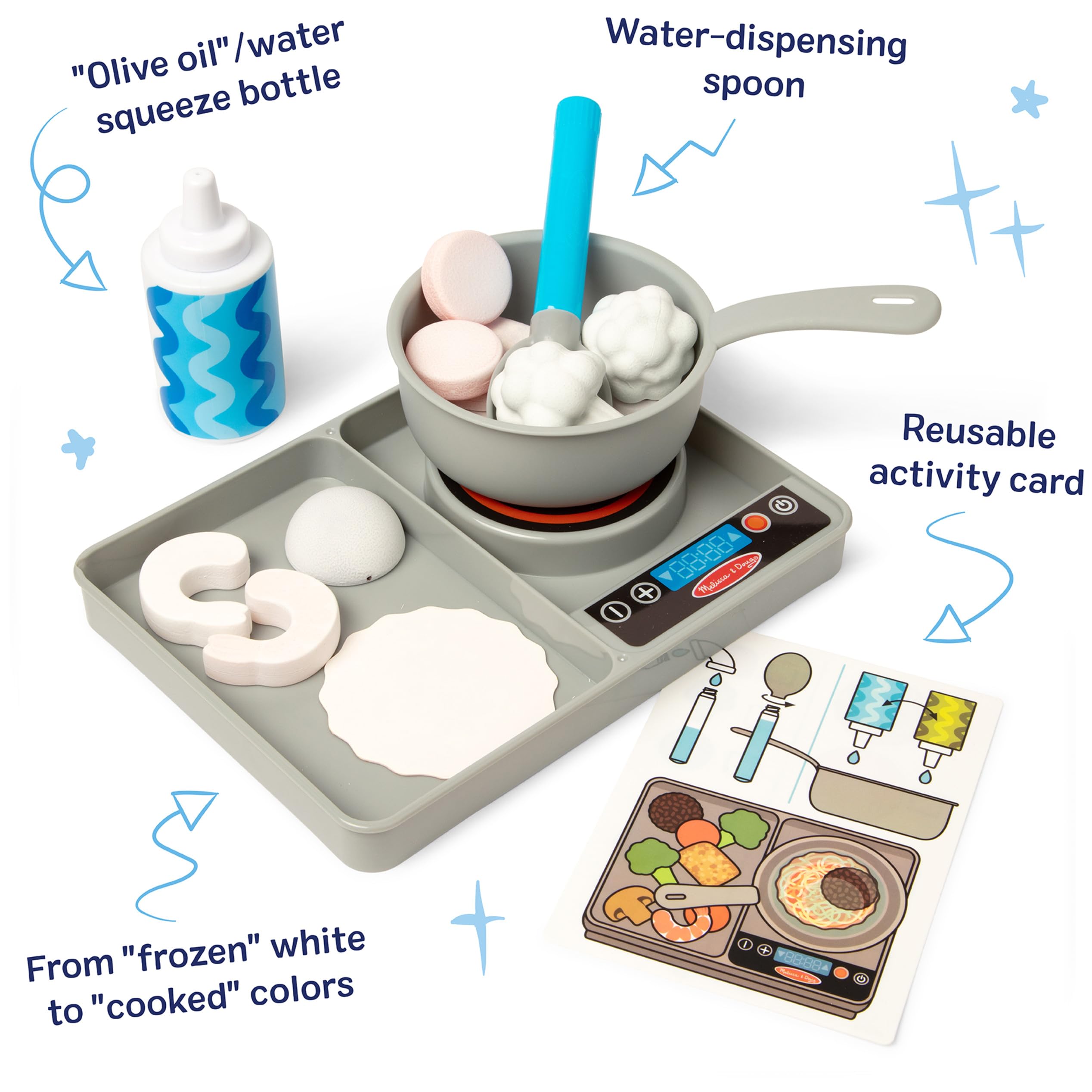 Melissa & Doug Simmer & Stir Stovetop Play Set - Color-Changing Play Food | Ages 3+ 4