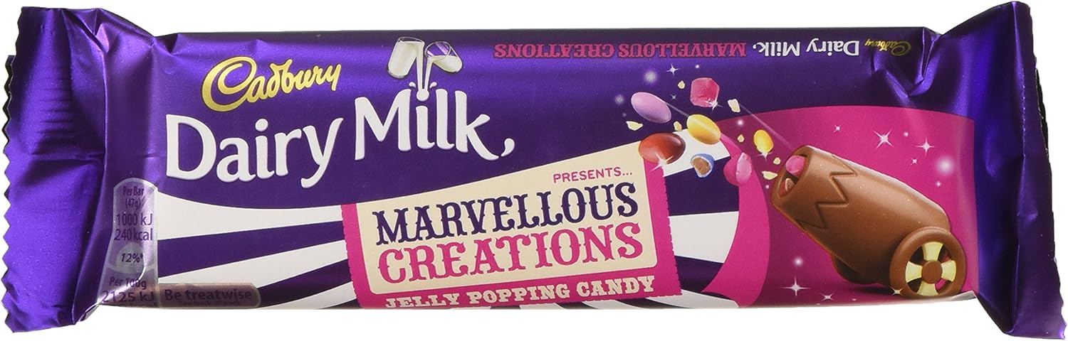 Cadbury Dairy Milk Marvellous Creations Jelly Popping Candy Bar 47g (Pack of 24)