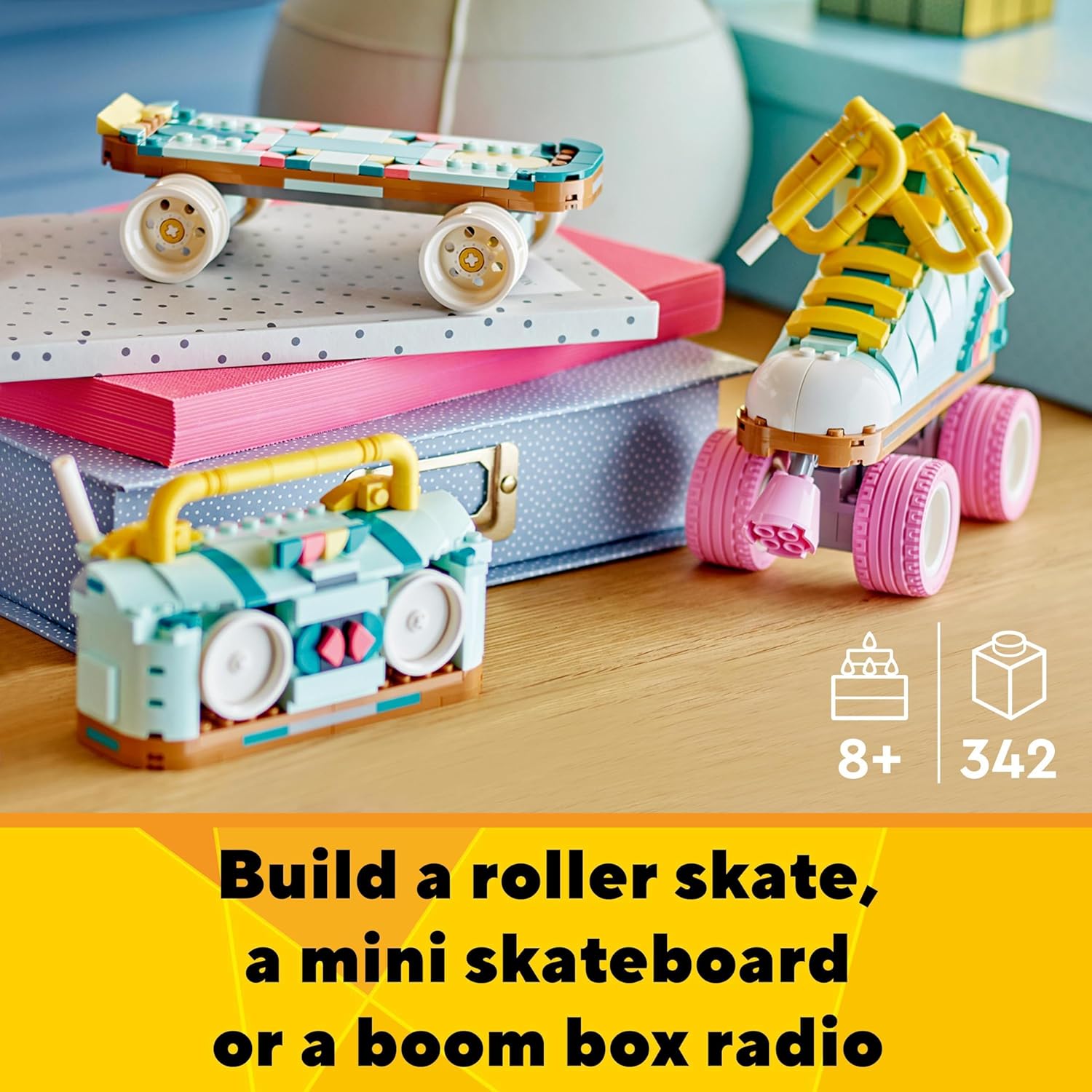 LEGO Creator 3in1 Retro Roller Skate to Mini Skateboard to Boom Box Radio Building Set for Kids 8+ 6