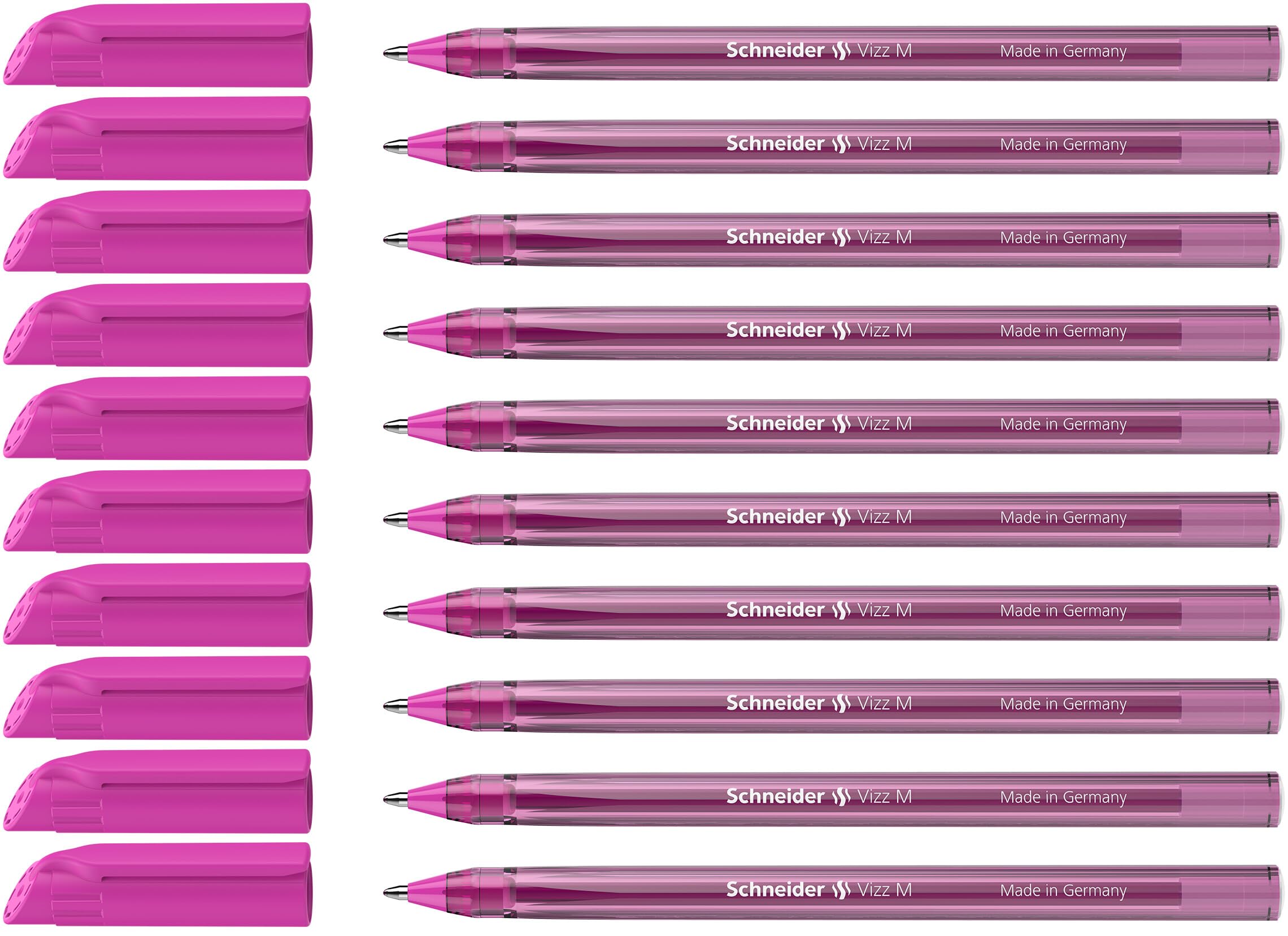 Schneider Vizz Ballpoint Pen - 10 Pack Pink Ink, 0.7mm Medium Point | 94% Recycled Housing 1