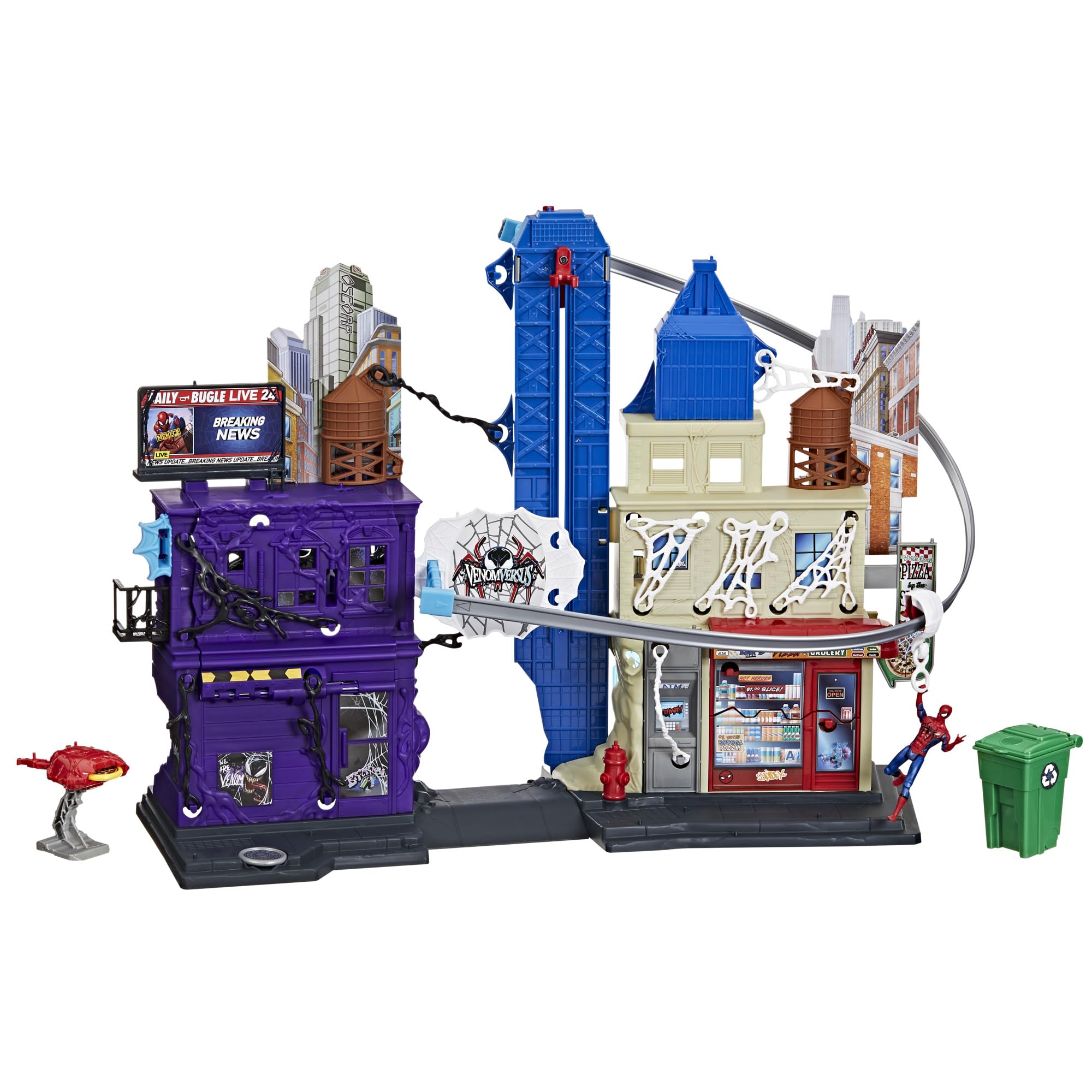 SPIDER-MAN VenomVersus Web Slinging City Playset - Over 18 Inches Tall | 30+ Features | Ages 4+