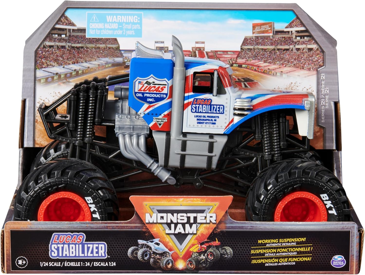 Monster Jam 1:24 Scale Die-Cast Stabilizer Truck - Official Monster Truck with Working Suspension