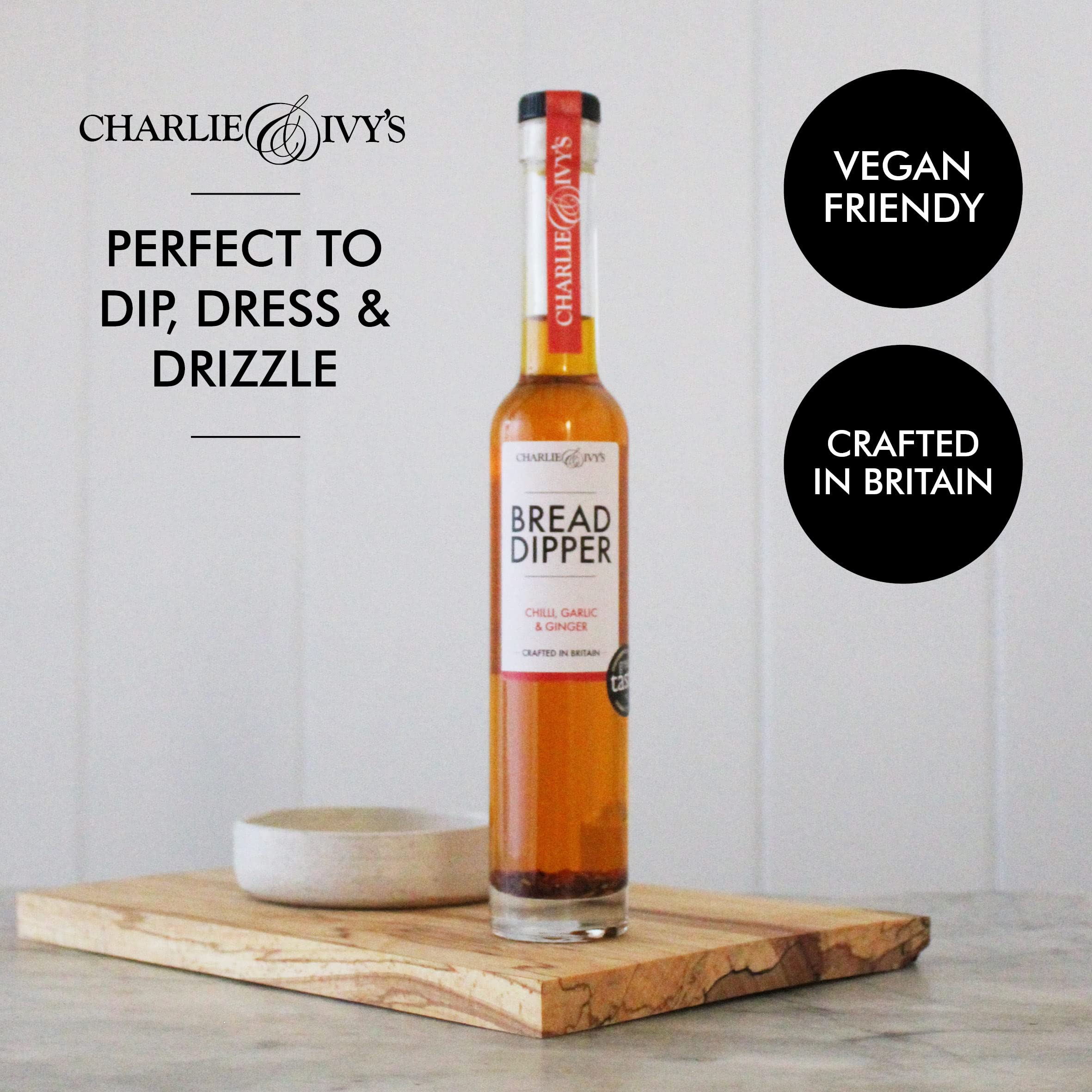 Charlie & Ivy's Chilli, Garlic & Ginger Bread Dipper 200ml - Great Taste Award Winning Vegan Dip 6