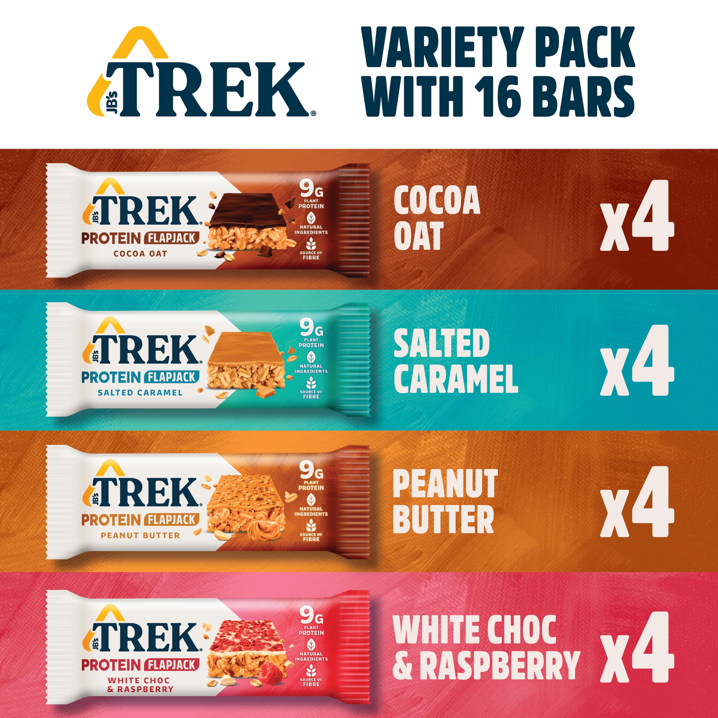 TREK High Protein Flapjack Variety Pack - Gluten Free - Plant Based - Vegan - 800g 7