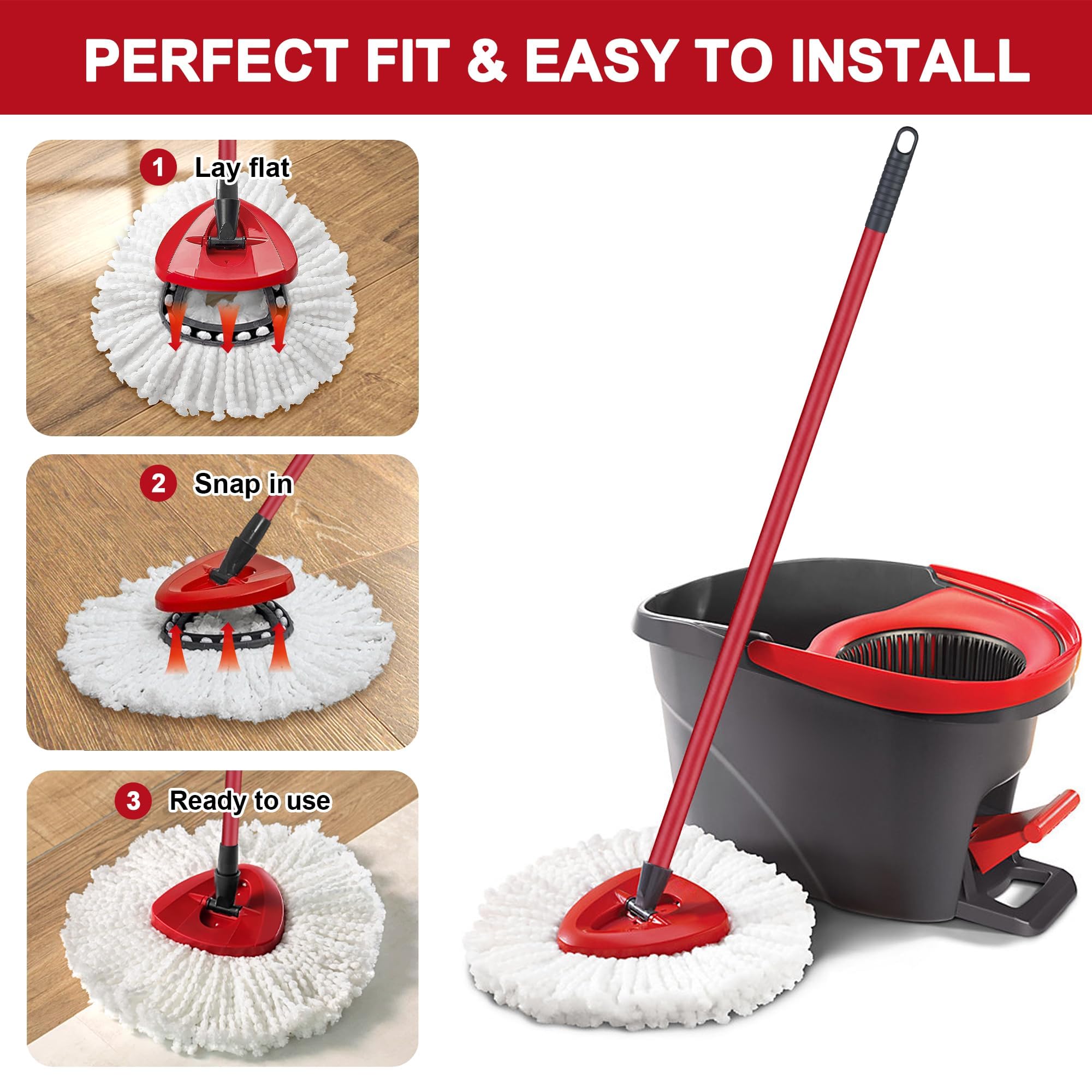 Tidy Monster – 4er-Pack Mikrofaser-Moppköpfe als Ersatz für Vileda EasyWring 1-Tank Spin Mop 8
