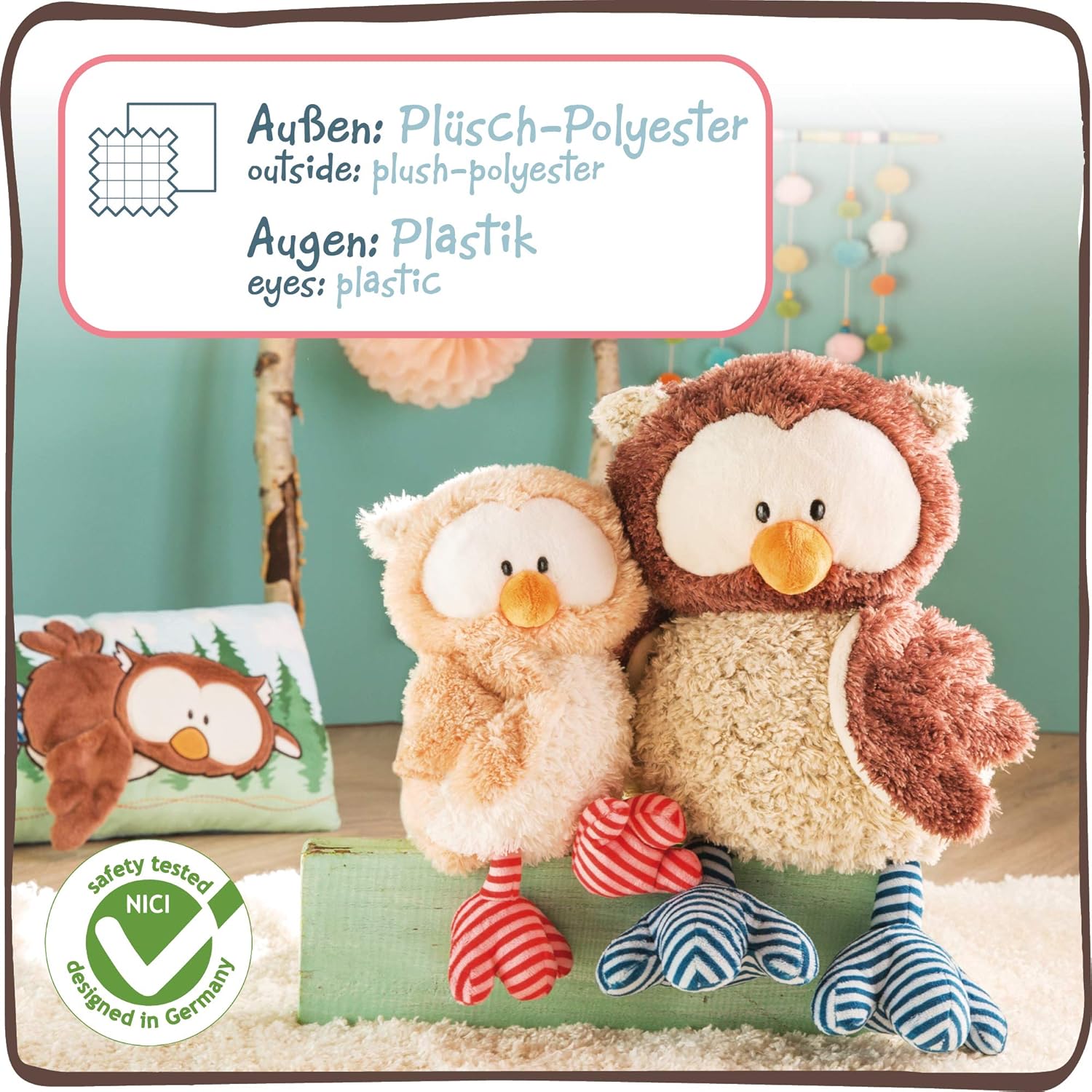 NICI Owluna Cuddly Toy with Turnable Head - 50cm Plush Owl Stuffed Animal 5