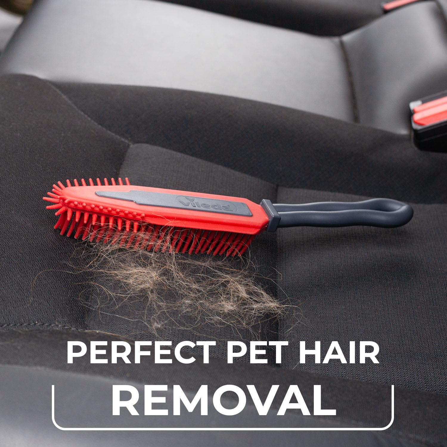 Vileda Pet Pro Electrostatic Brush - Silicone, Red/Grey, Ideal for Pet Hair Removal from Carpets & Upholstery 3