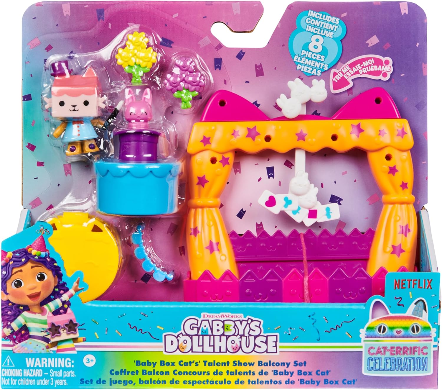 Gabby’s Dollhouse Baby Box Talent Show Balcony Playset - 8-Piece Dollhouse Playset with Figure & Accessories 5
