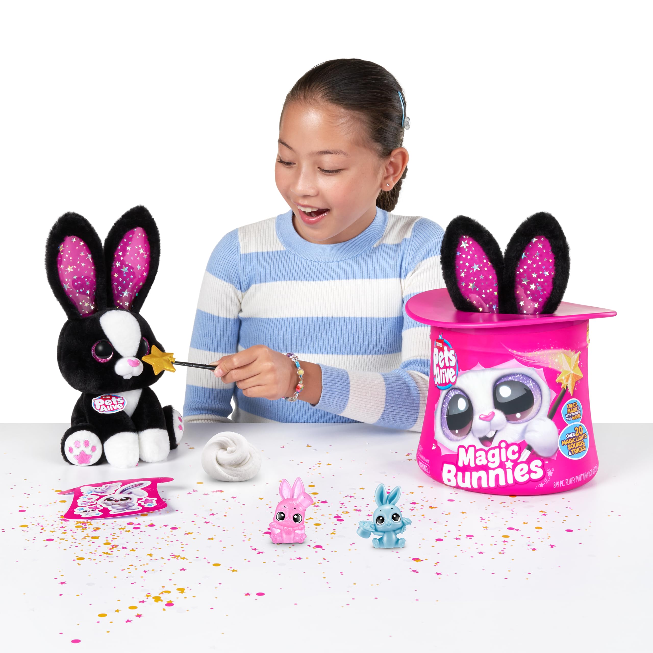 Pets Alive Magic Bunnies Black Bunny (Sootie) by ZURU - Electronic Plush with Lights, Sounds & Mini Bunnies 6