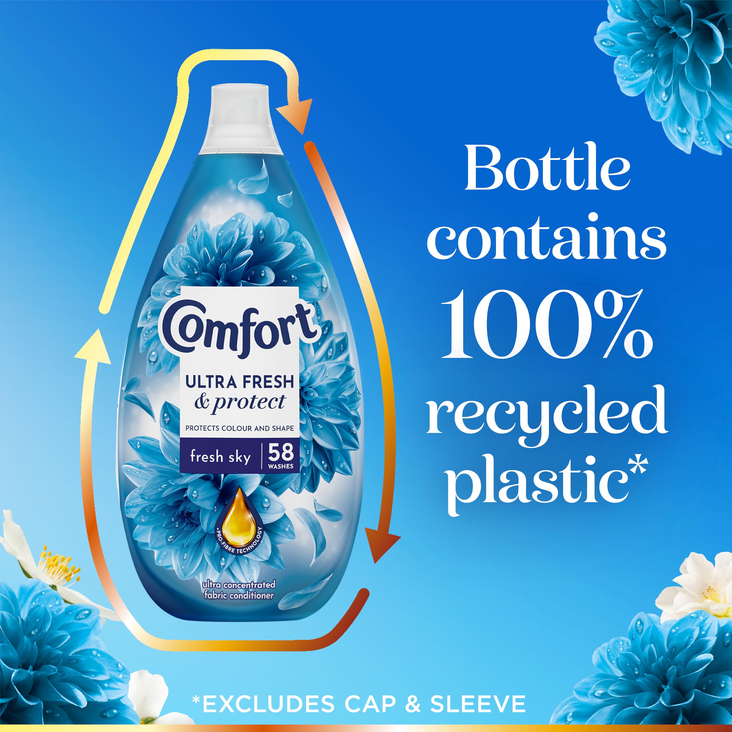 Comfort Ultra Fresh & Protect Fresh Sky Fabric Conditioner - Liquid Fabric Softener 4