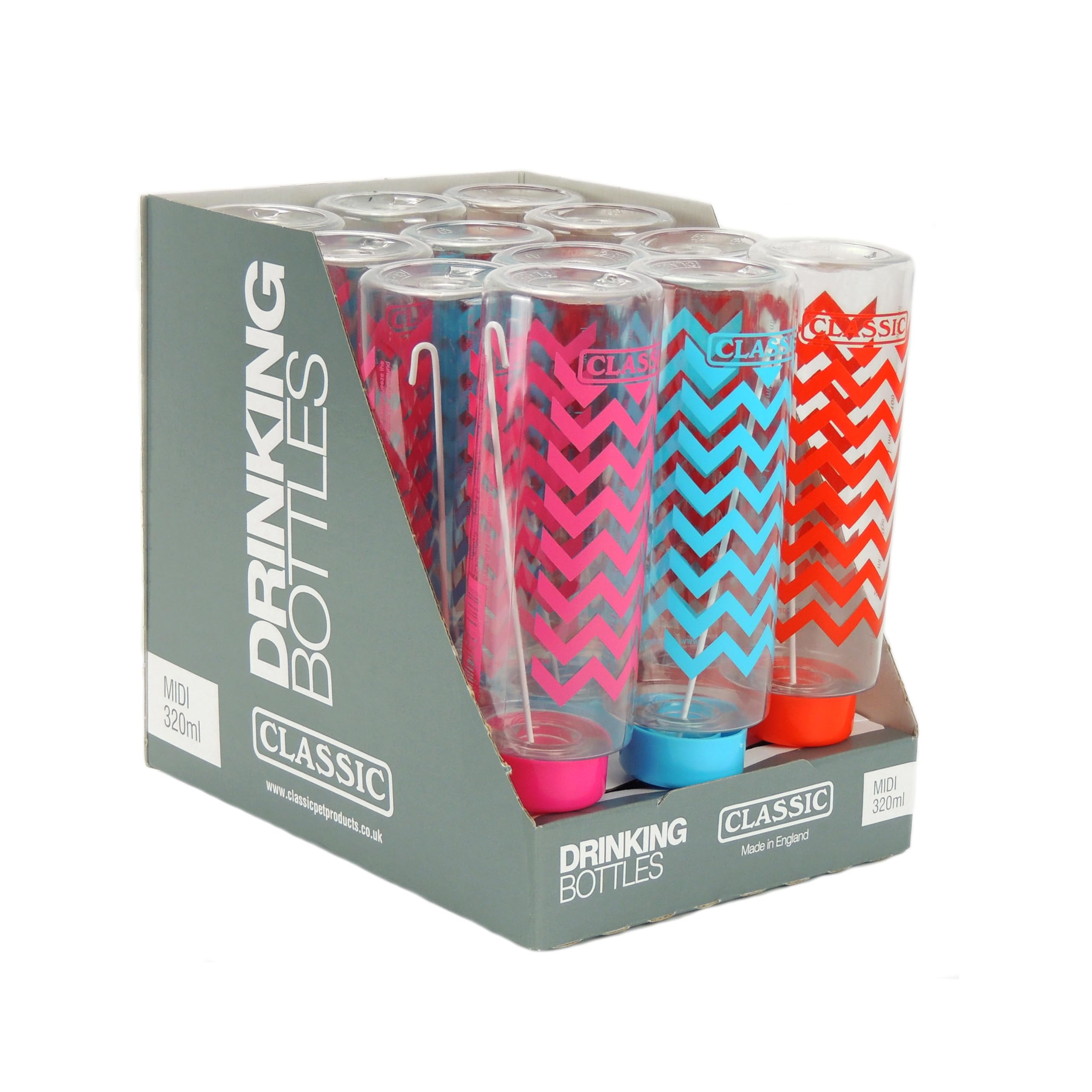 CLASSIC Small Animal Drinking Bottle - Non-Leak Twin-Ball Spout | 320ml Capacity | Zig-Zag Print 3