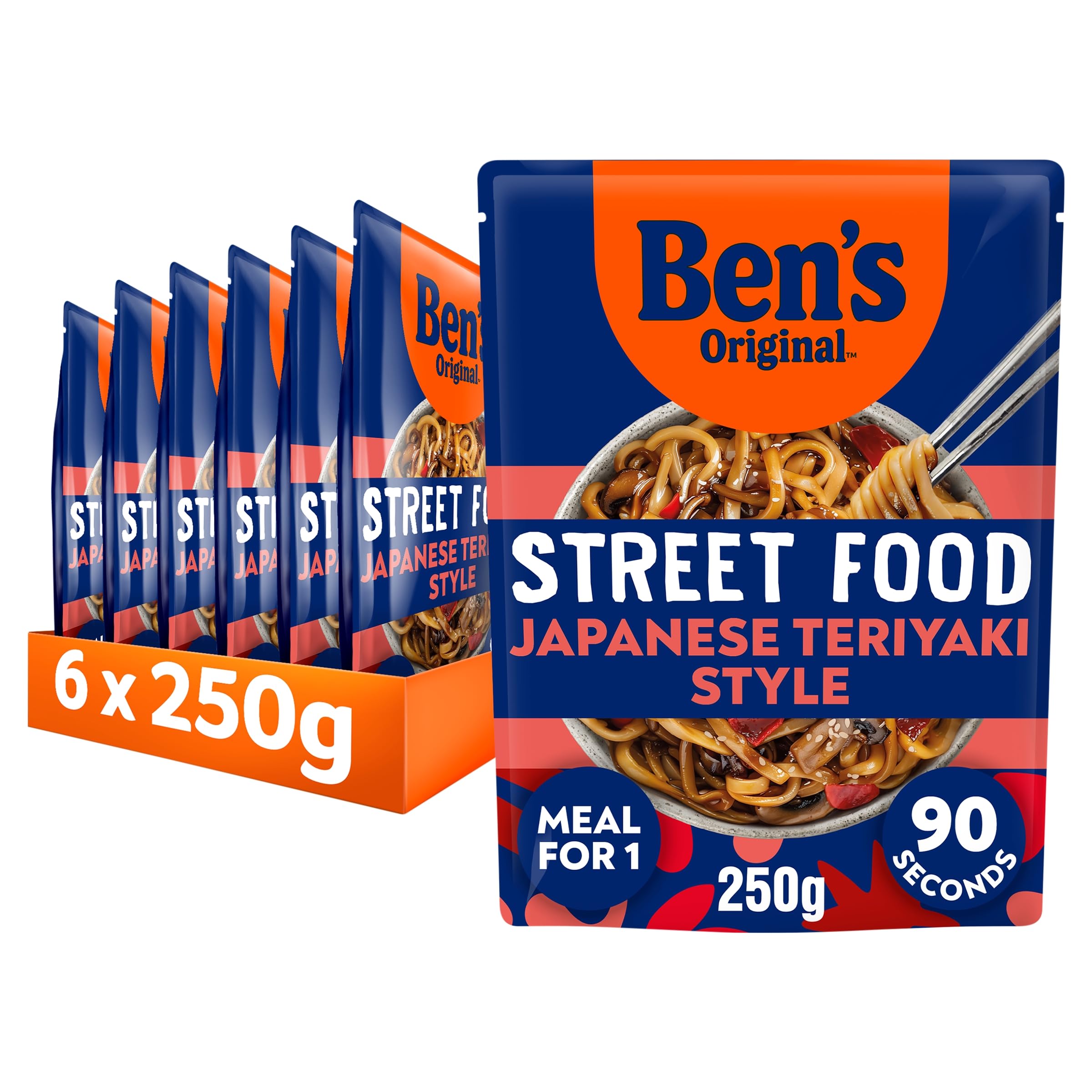 Ben's Original - Street Food Japanische Nudeln nach Teriyaki-Art Fertiggericht (6x 250g)