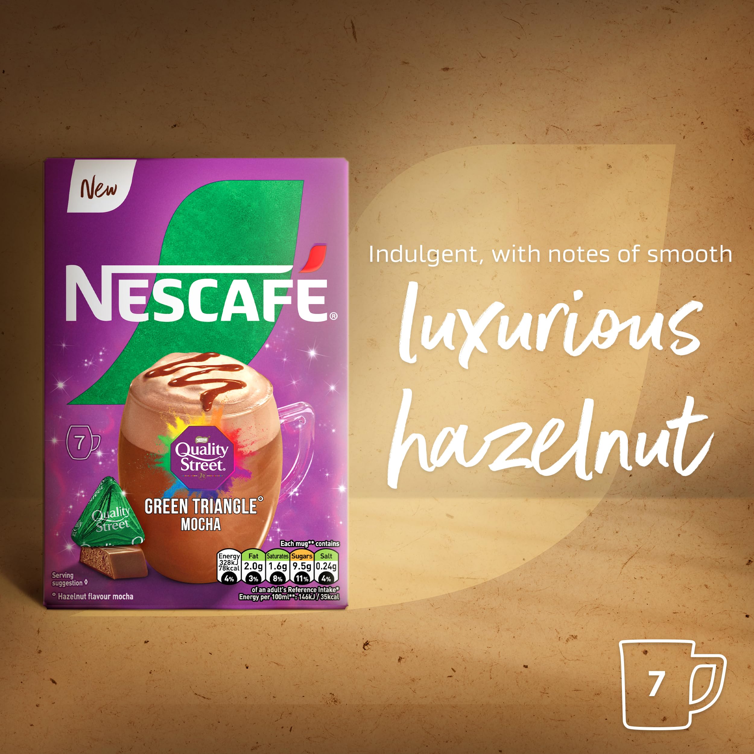NESCAFÉ Quality Street Mocha Coffee Sachets - Hazelnut Flavour, 7 x 19g