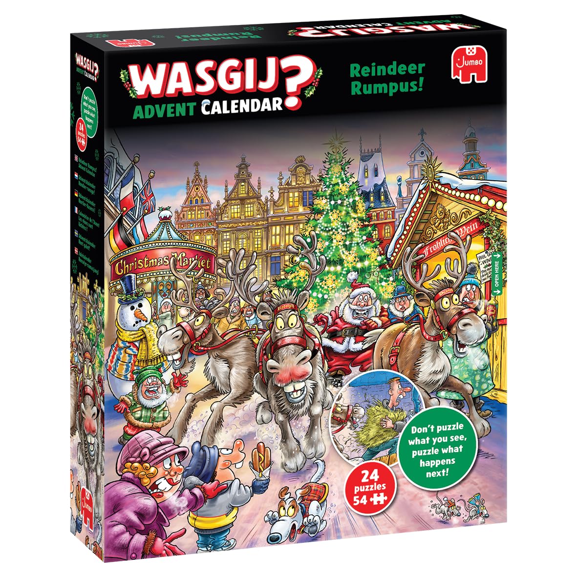 Wasgij Christmas Puzzle Advent Calendar 2025 - Reindeer Rumpus! 24 Daily 54-Piece Jigsaw Challenges