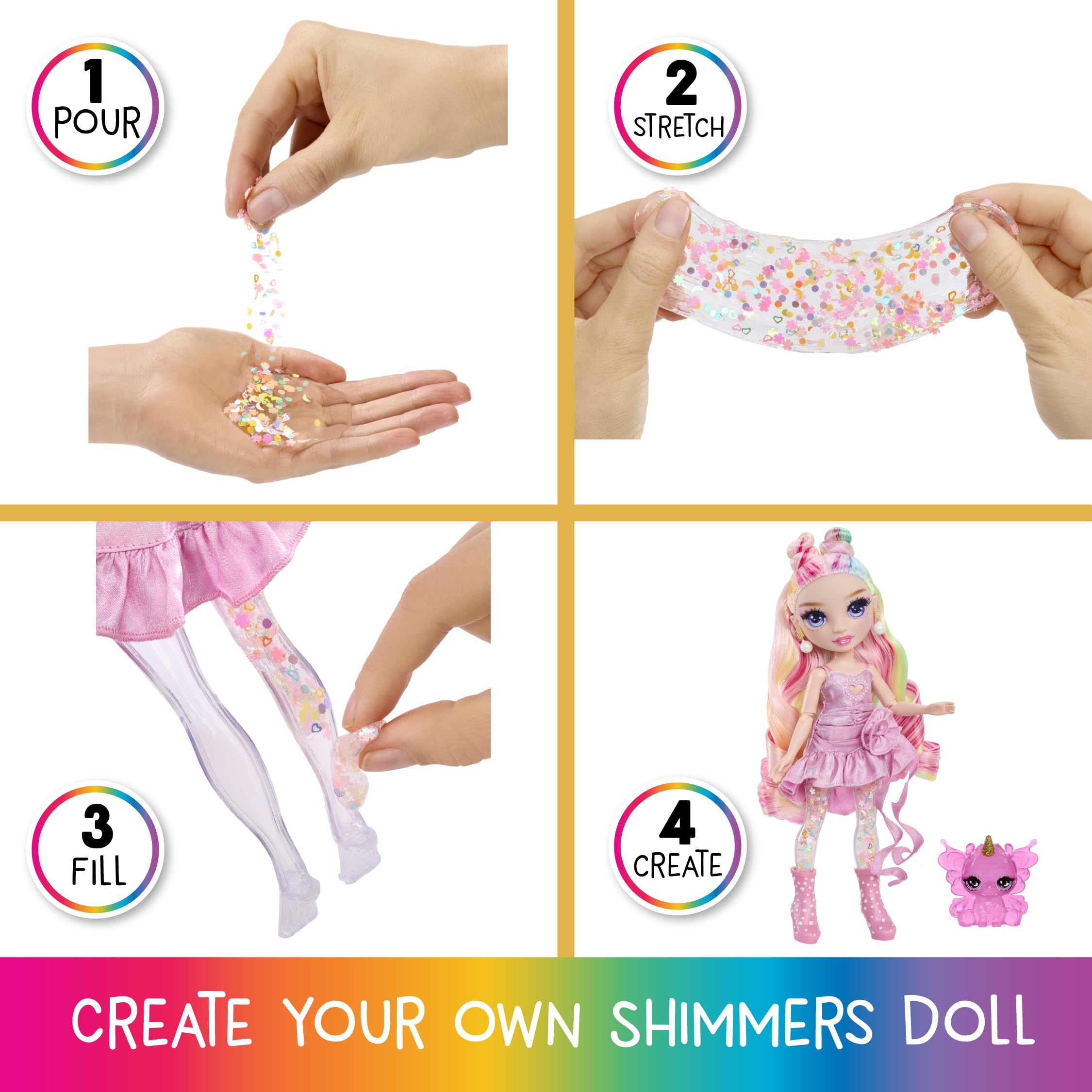 Rainbow High Rainbow Shimmers with Slime - Bella (Pink) - 28cm Fashion Doll Playset 7