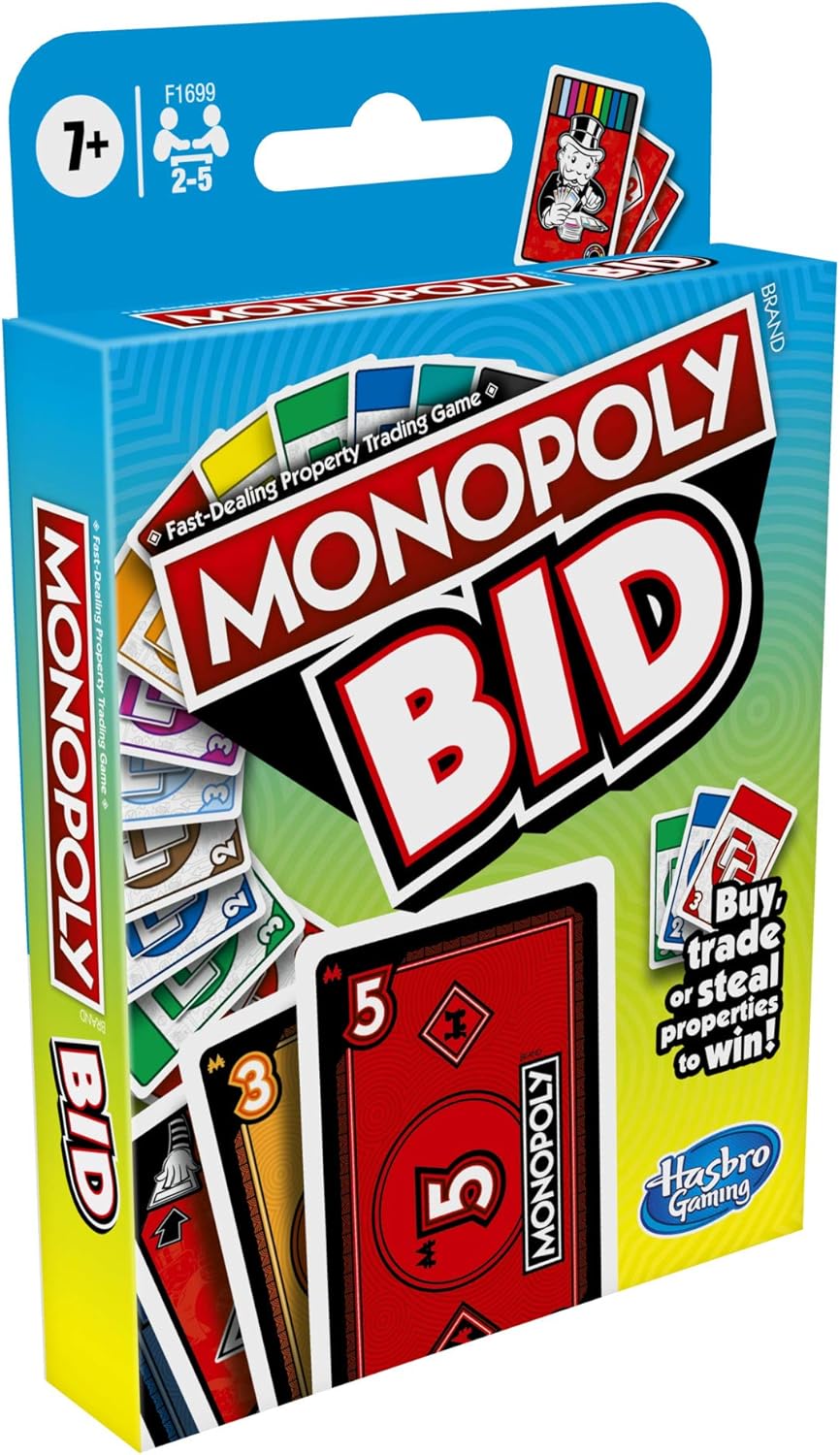 Monopoly Bid Game by Hasbro Gaming - Fast-Playing Card Game for Families & Kids 4