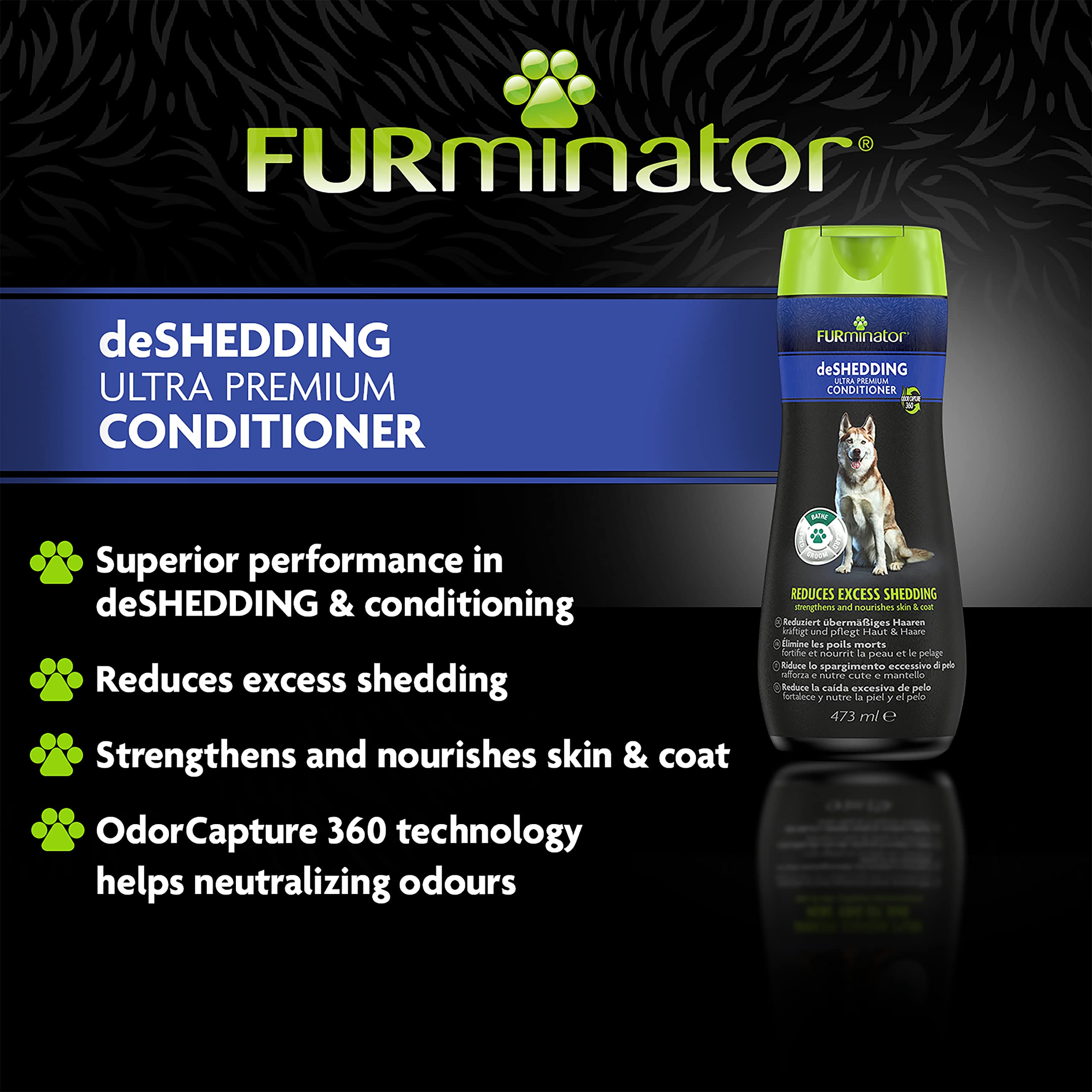 FURminator Deshedding Conditioner for Dogs - Reduces Shedding, Nourishes Coat | 473ml
