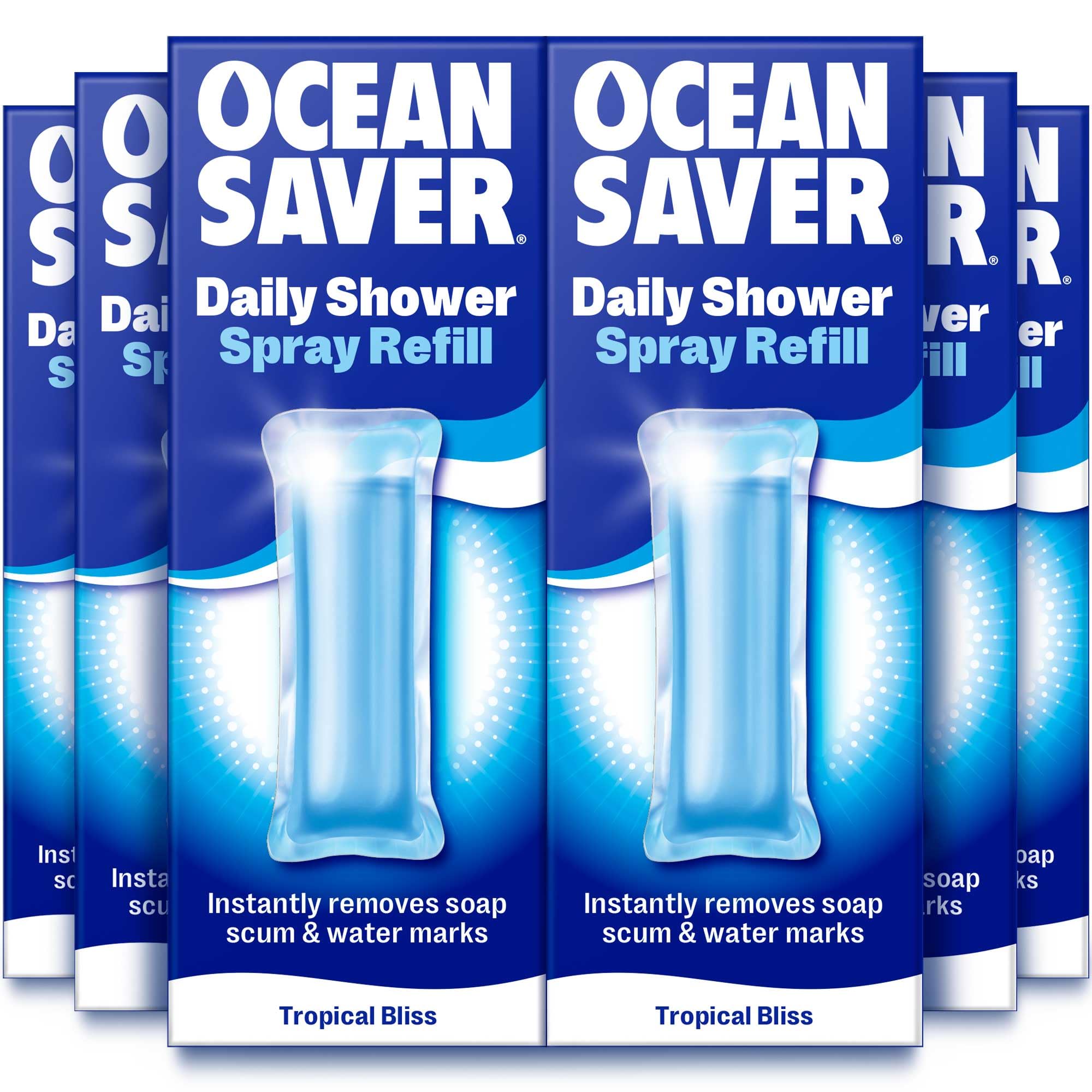 OceanSaver Daily Shower Cleaner EcoDrops - Pack of 6 | Prevents Limescale | Citrus Scent
