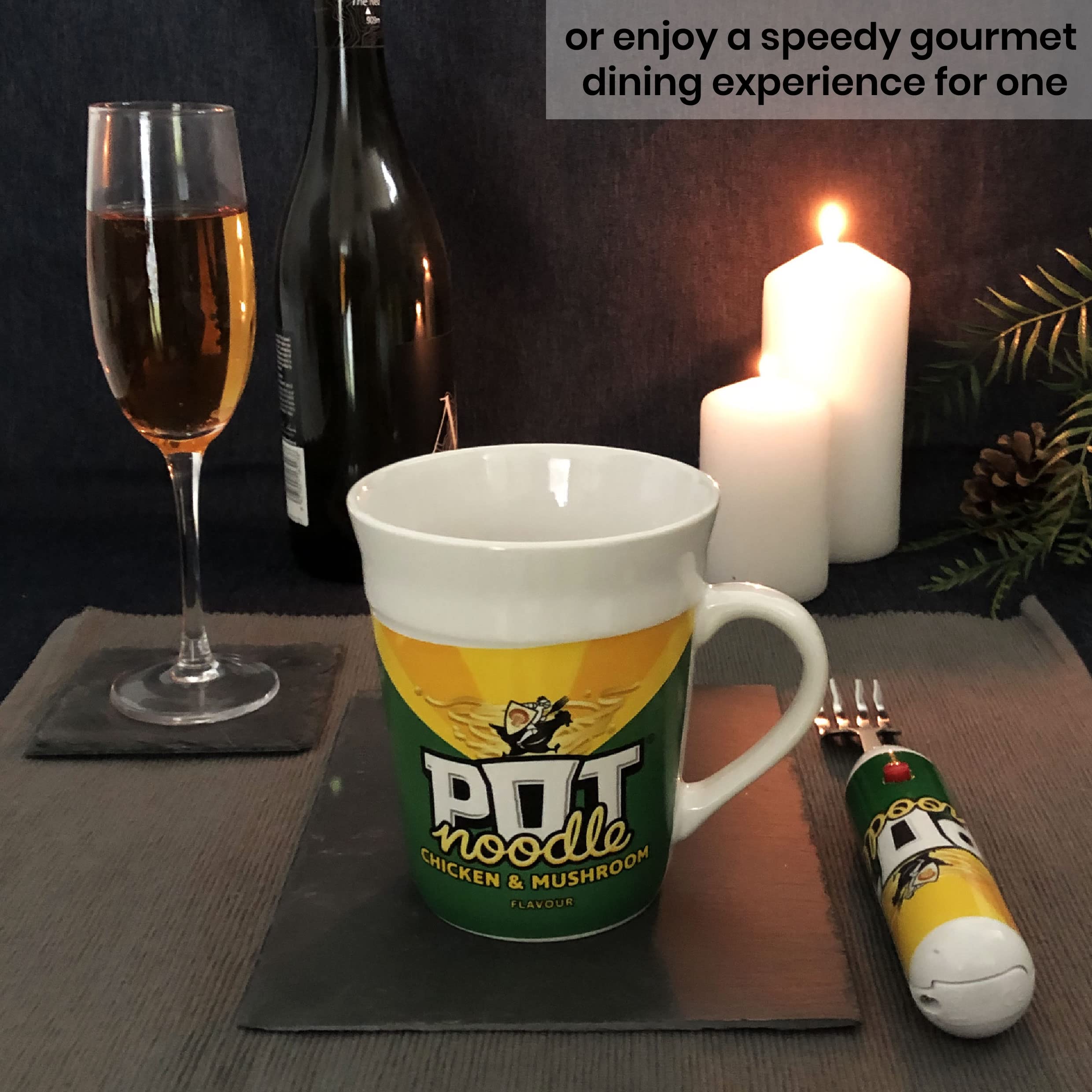 Kimm & Miller Pot Noodle Spinning Fork & Mug Gift Set - Chicken & Mushroom Design 7
