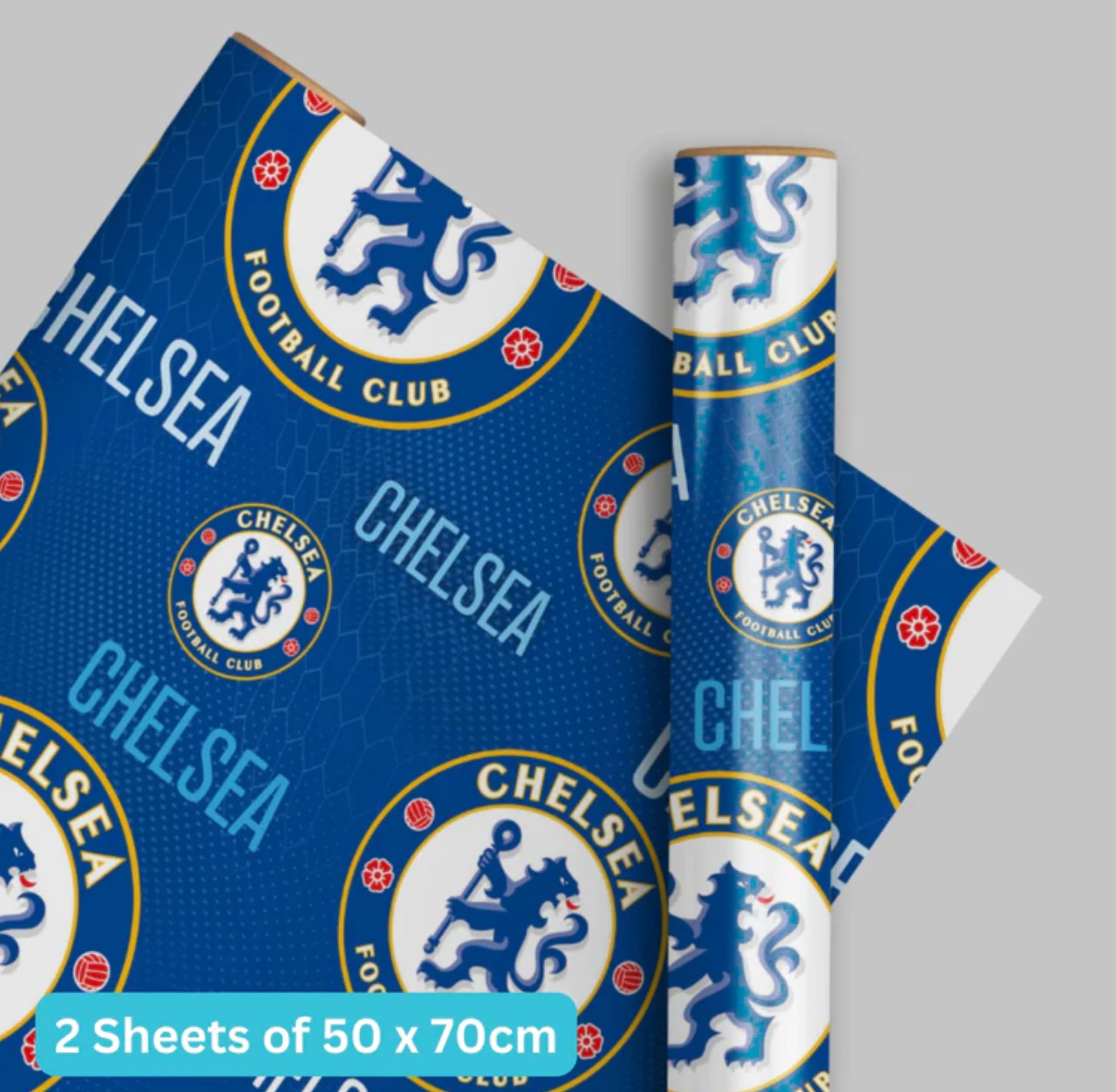 Danilo Promotions LTD Chelsea FC Gift Wrapping Paper - 2 Sheets & 2 Tags | 70cm x 50cm 4