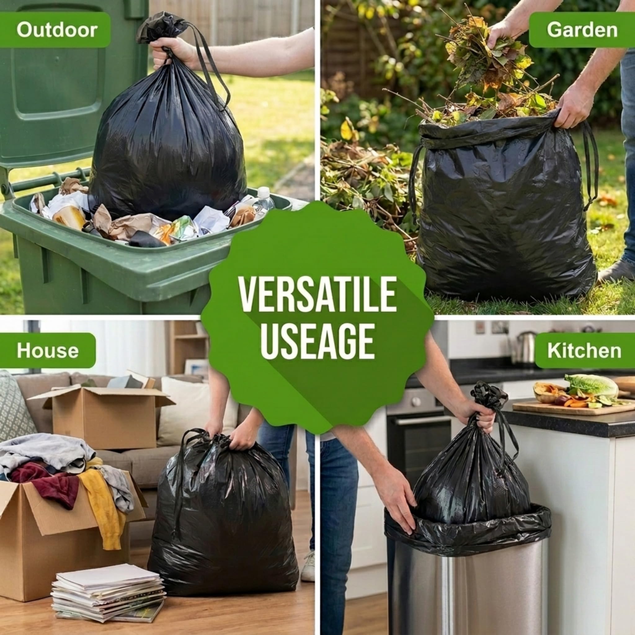EcoBag Ultimate Embossed Drawstring Bin Liners - 80L Capacity, Heavy Duty, Recycled Material | 10 Count 6