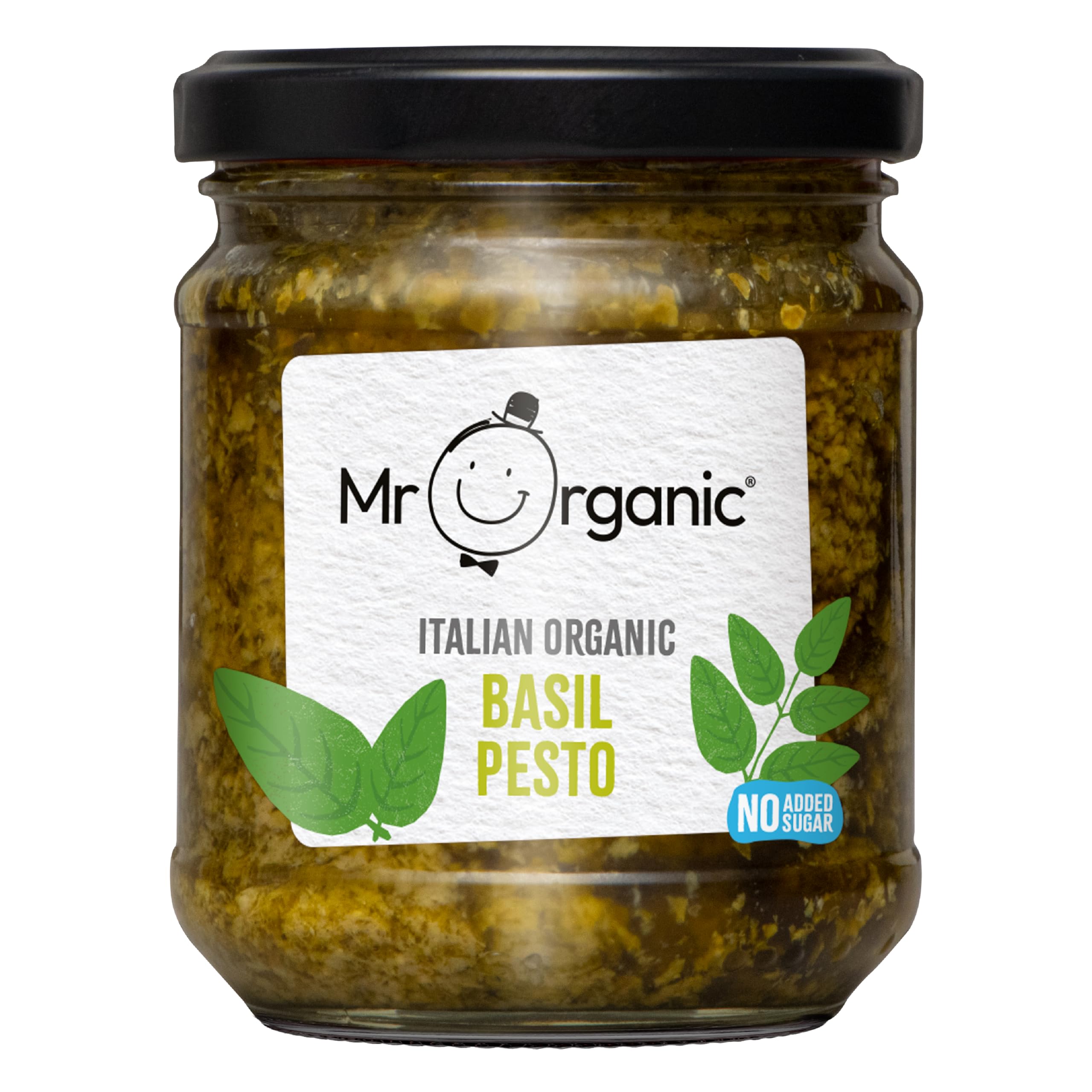 Mr Organic No Added Sugar Basil Pesto 190g - Organic Vegan Gluten-Free Pesto Sauce
