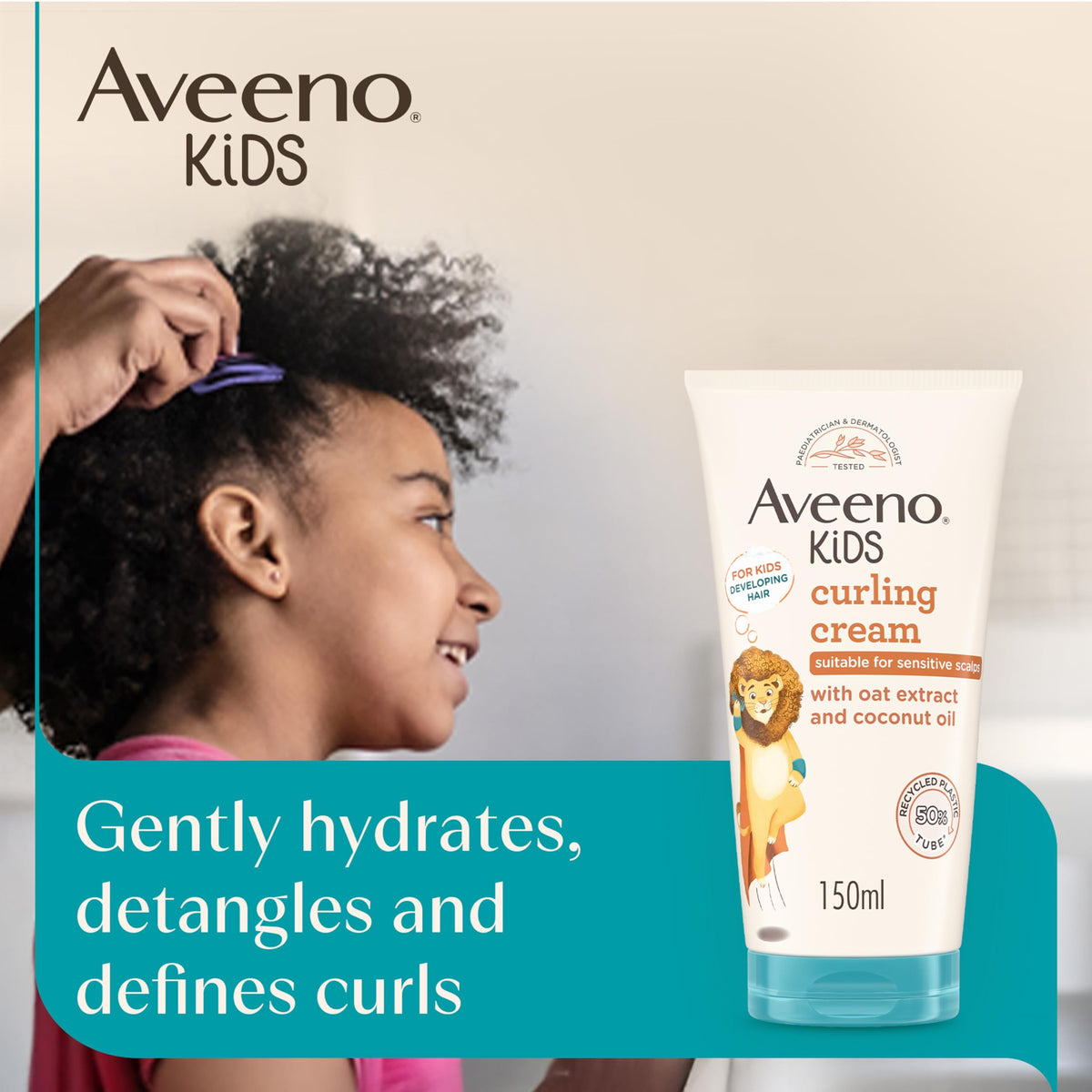 Aveeno Baby Kids Curling Cream - Hydrates, Detangles & Defines Curls | 150ml