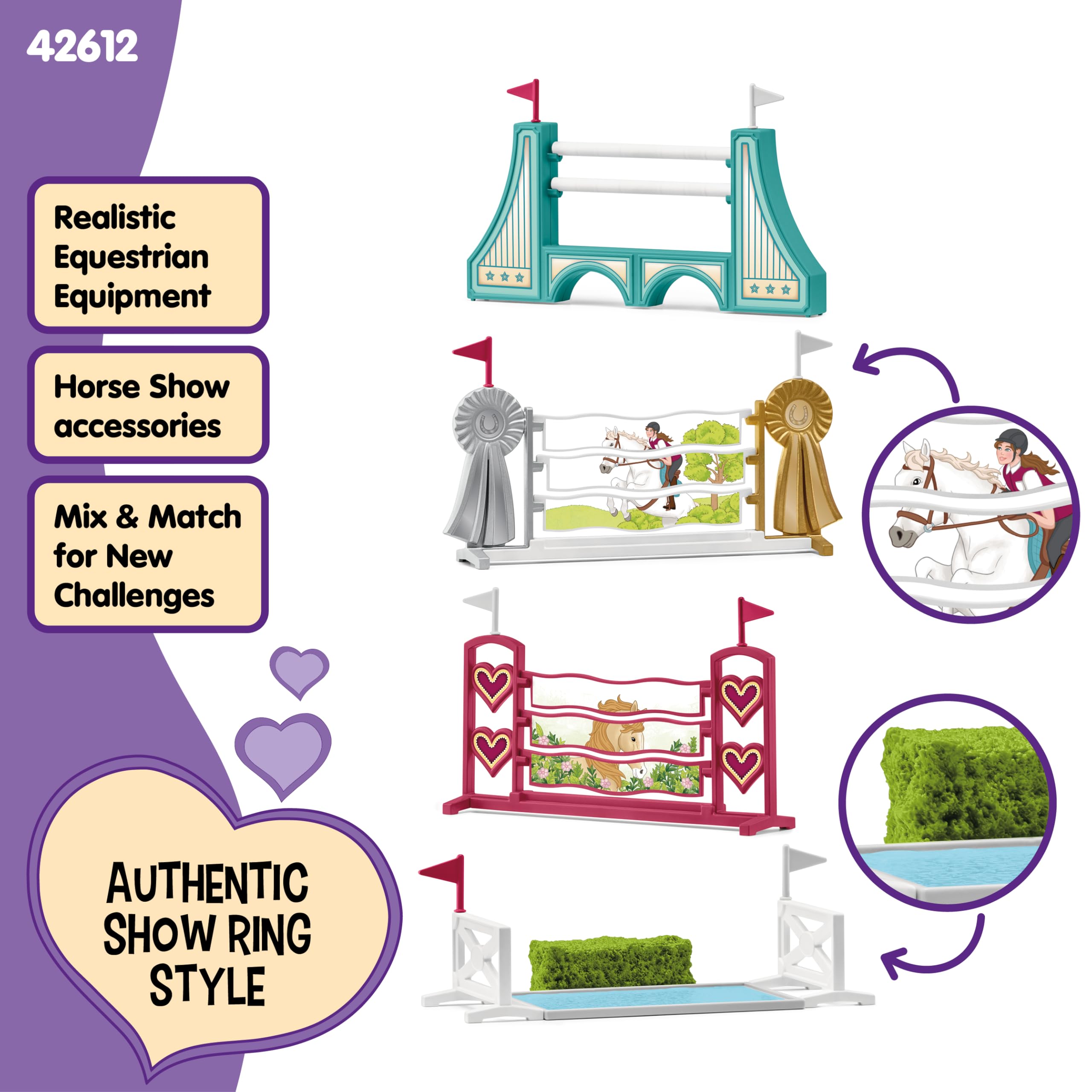 SCHLEICH Horse Club Obstacle Accessories Playset - Adjustable Jumping Poles & Water Ditches for Ages 5-12 5