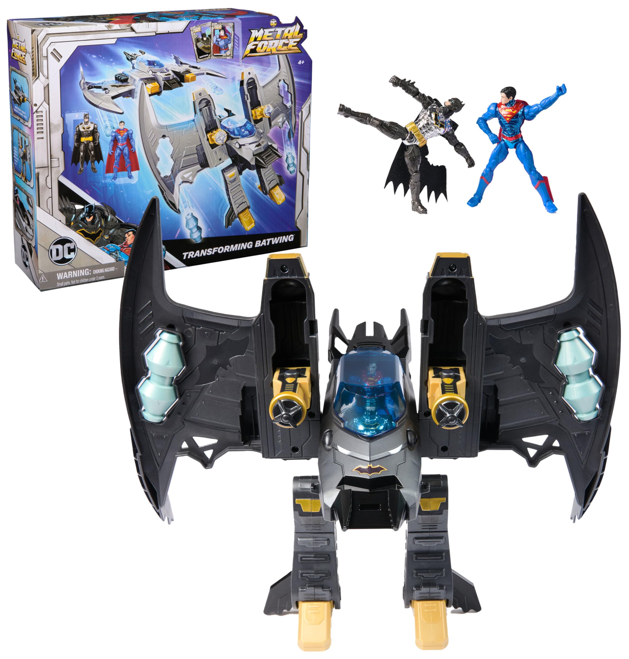 Metal Force Transforming Batwing - 2-in-1 Playset with Figures & Cards