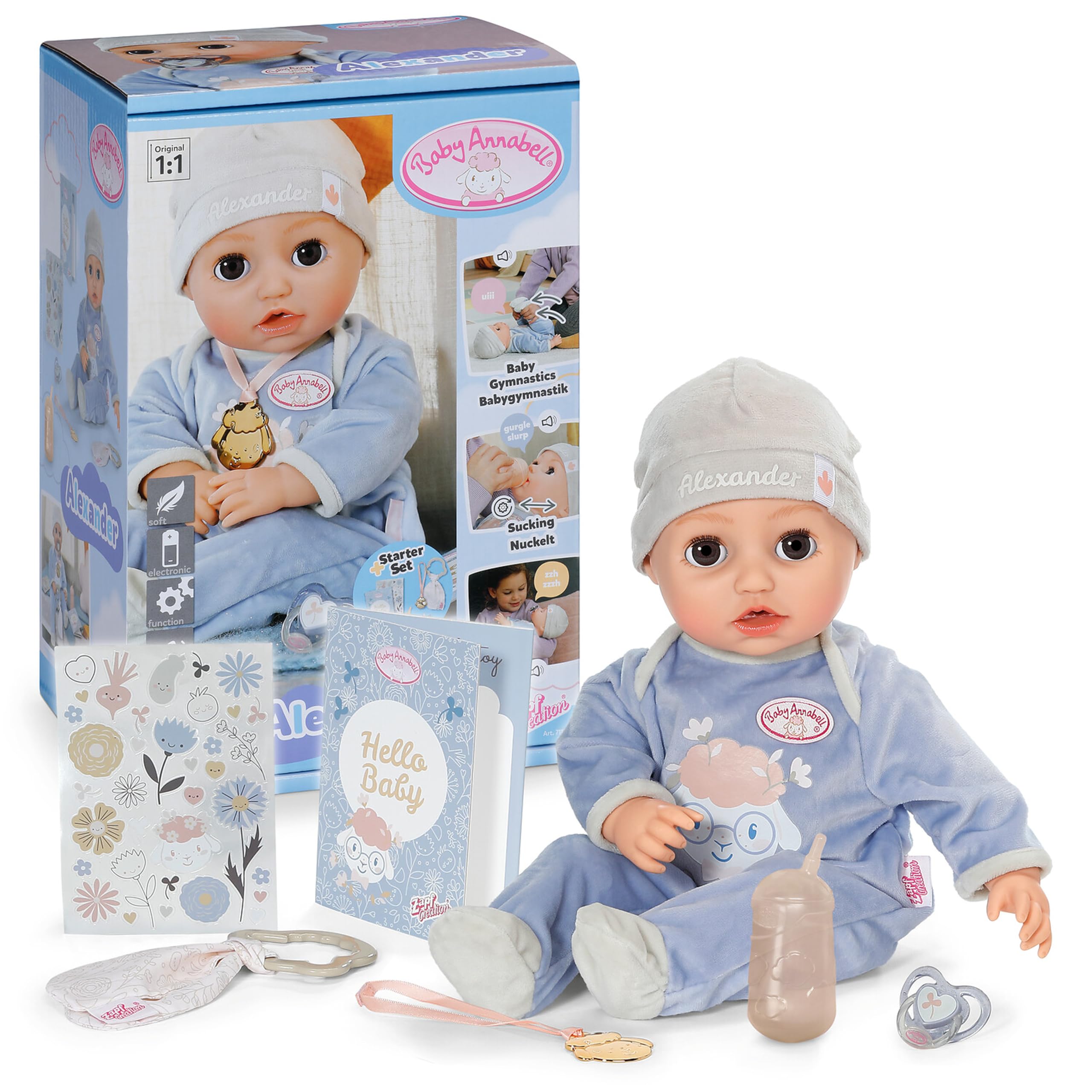 Baby Annabell Interactive Alexander 43cm Soft Bodied Doll with Realistic Movements