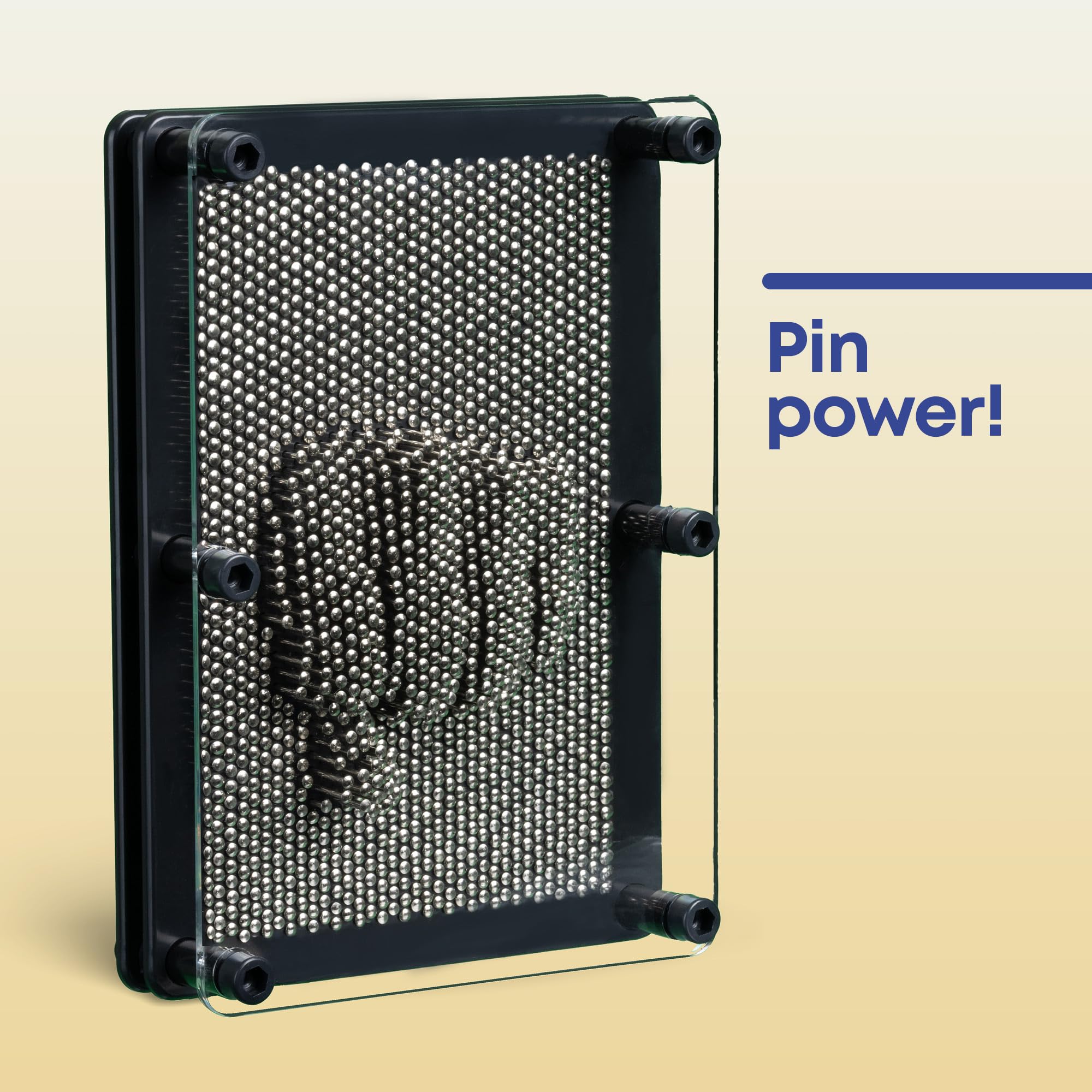 FiNeWaY Metal 3D Pin Art Toy - Large, Black, Retro Desk Decor & Fidget Toy