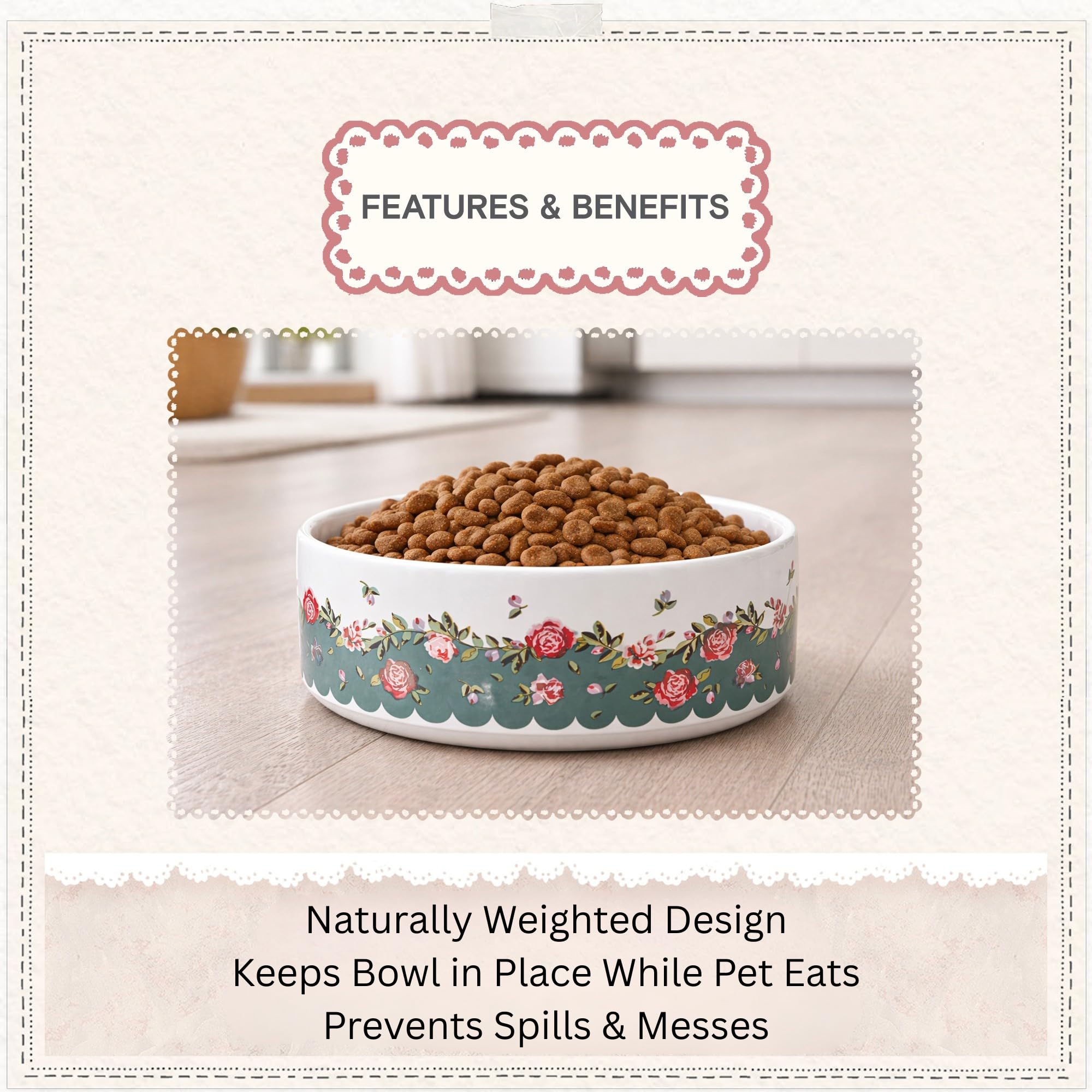 Pet Brands Cath Kidston Ceramic Large Dog Bowl - 1.4L Capacity | Dolly Rose Print 6