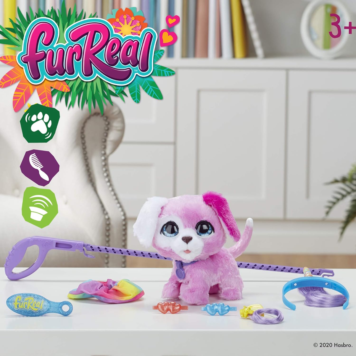 furReal Glamalots Interactive Pet Toy - Groom, Style & Walk with Sounds, 7 Accessories, Ages 4+ 7