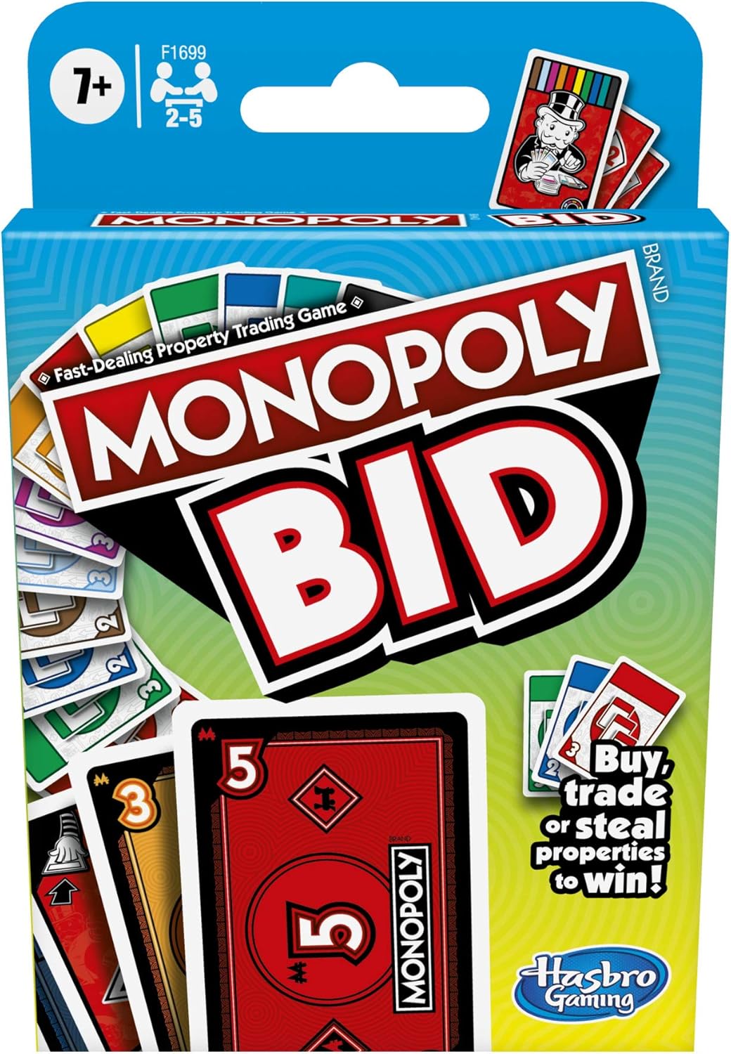 Monopoly Bid Game by Hasbro Gaming - Fast-Playing Card Game for Families & Kids