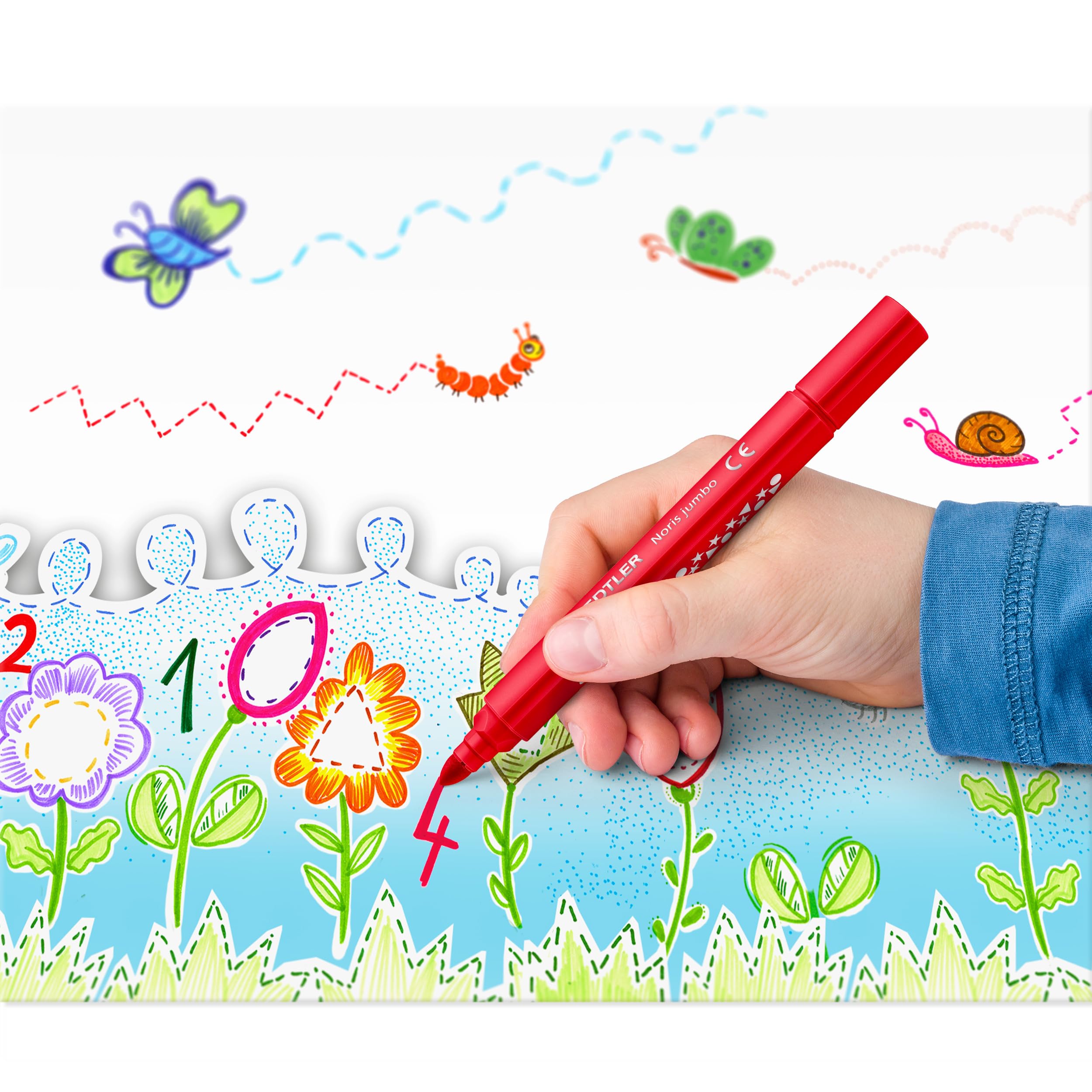 STAEDTLER Noris Jumbo Colouring Markers - Chunky Triangular Pen for Toddlers | Pack of 10 Assorted Colours 4