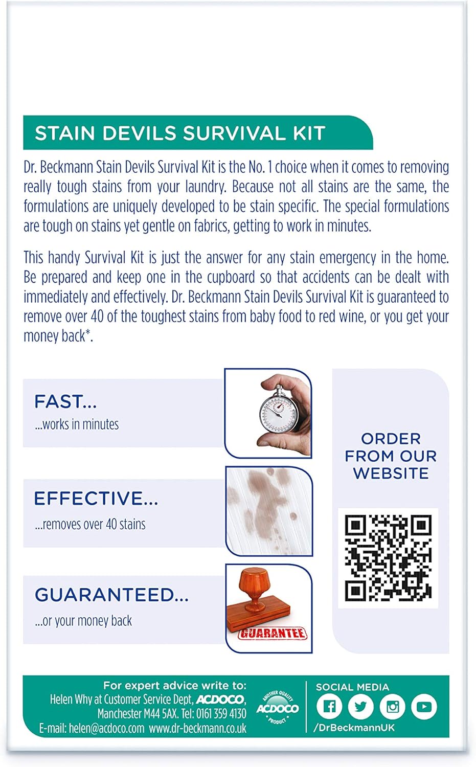 Dr. Beckmann Fleckenteufel Survival Kit (2 x 50ml, 1 x 50g) – Fleckenentferner für waschbare Textilien 4