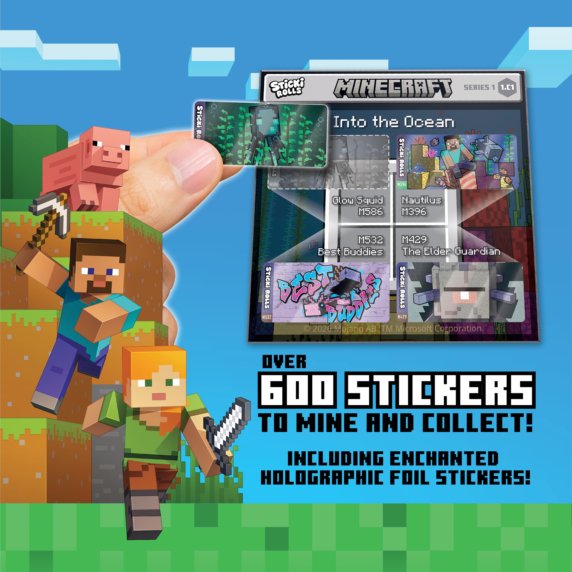 STICKI ROLLS Minecraft Mystery Capsule - Collectible Holographic Foil Stickers | Ages 4+ 3