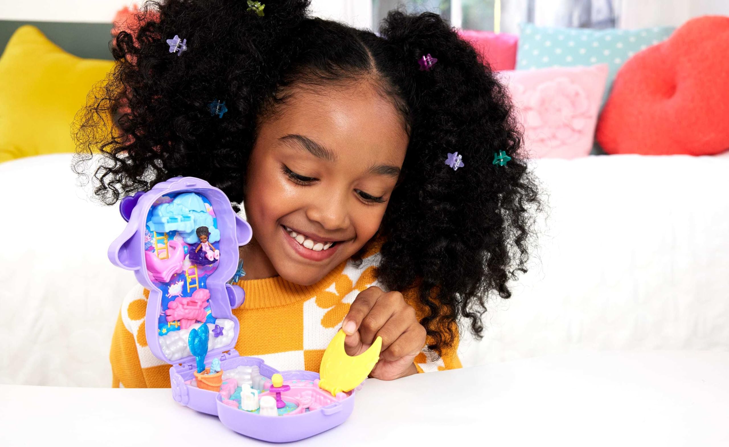 Polly Pocket Cozy Dreamland Lamb Compact Playset - Purple with Micro Doll & Unicorn Pet, Ages 4+ 7