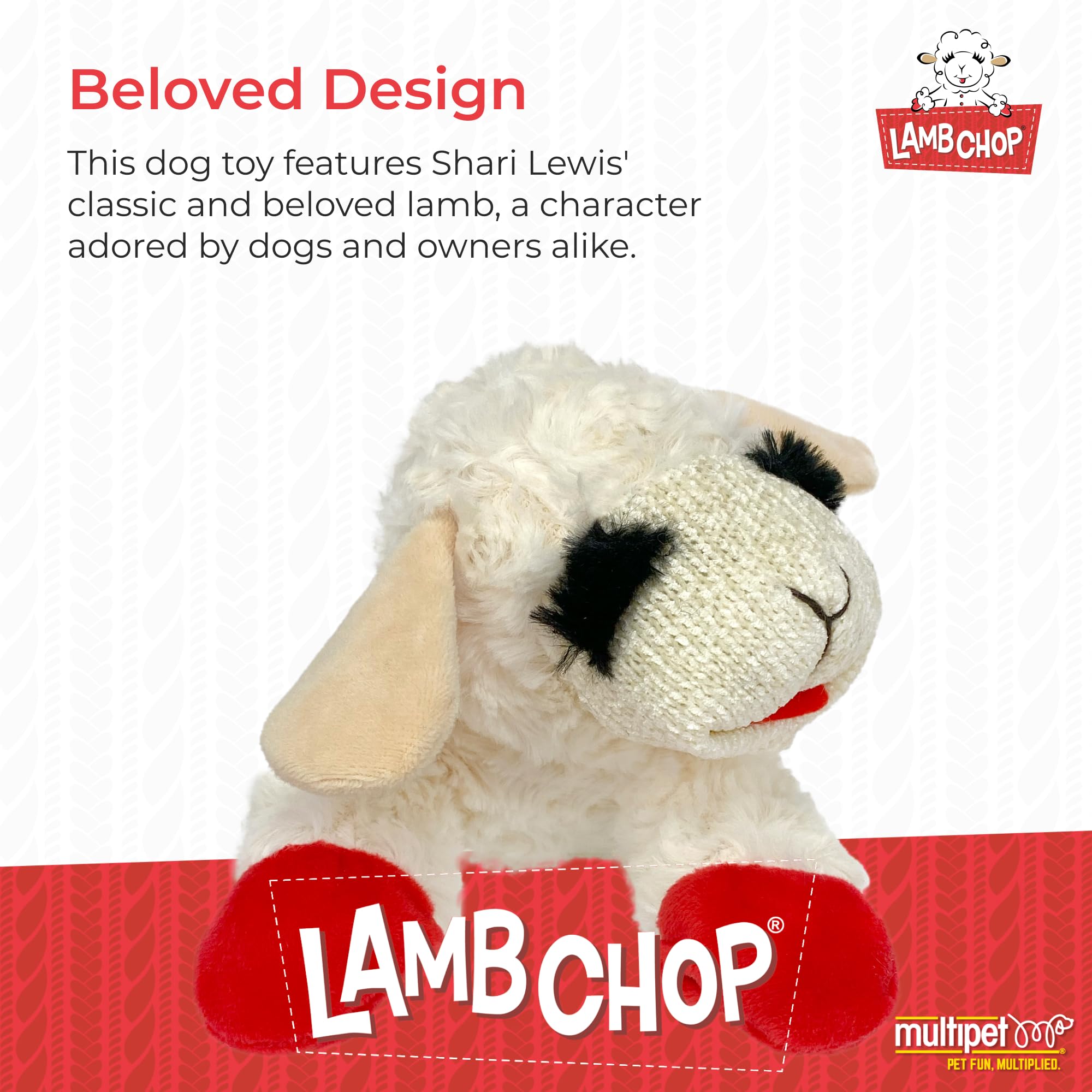 Multipet Lambchop Plush Dog Toy - Soft Cuddly Squeaky Toy for Small/Medium Breeds | 10 Inch
