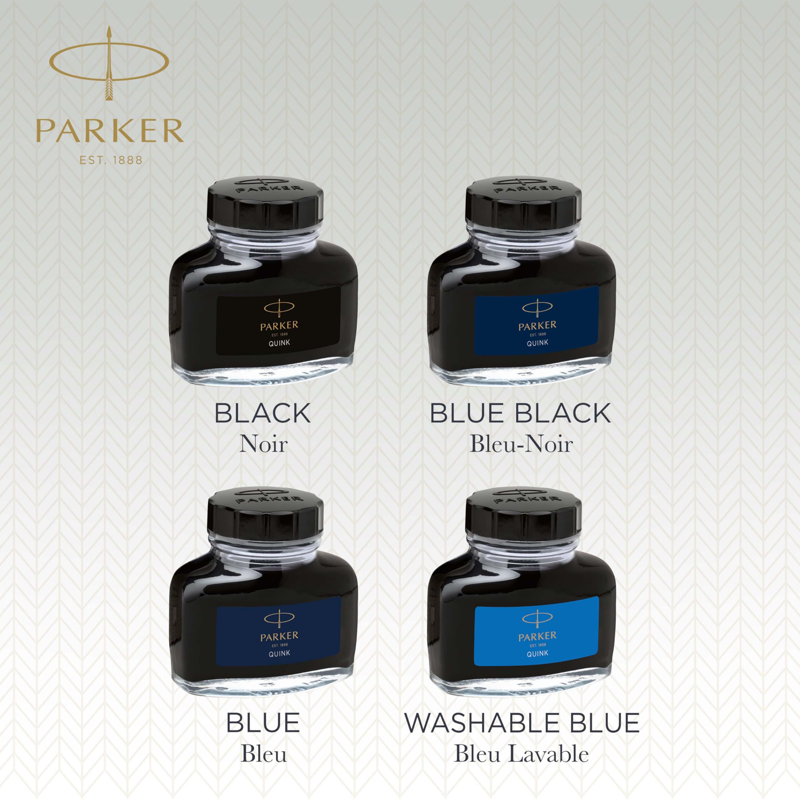 PARKER QUINK Fountain Pen Ink Bottle - Washable Blue | 57 ml | Smooth Flow 5