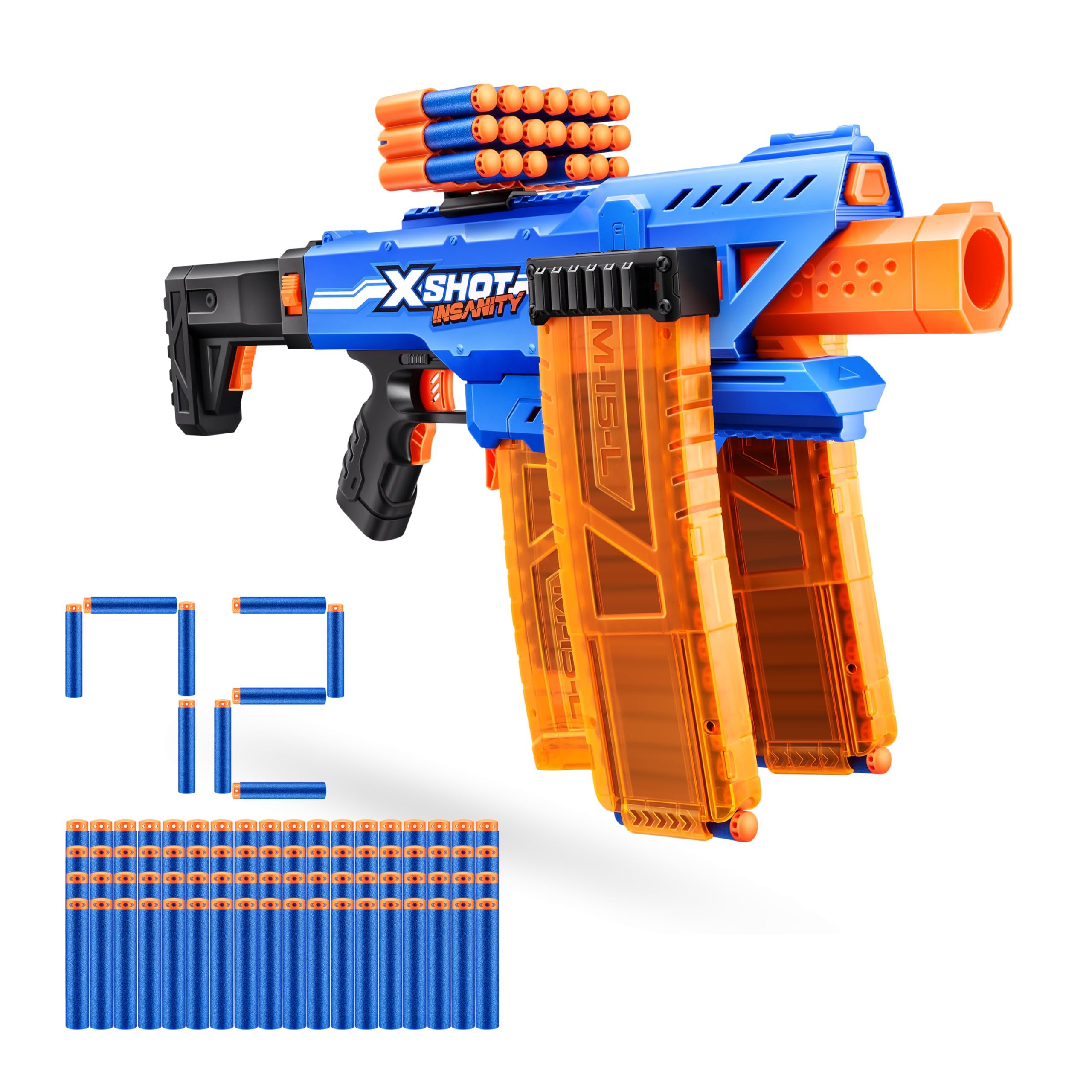 Xshot Insanity Motorized Clip Blaster - Air Pocket Technology with 72 Darts