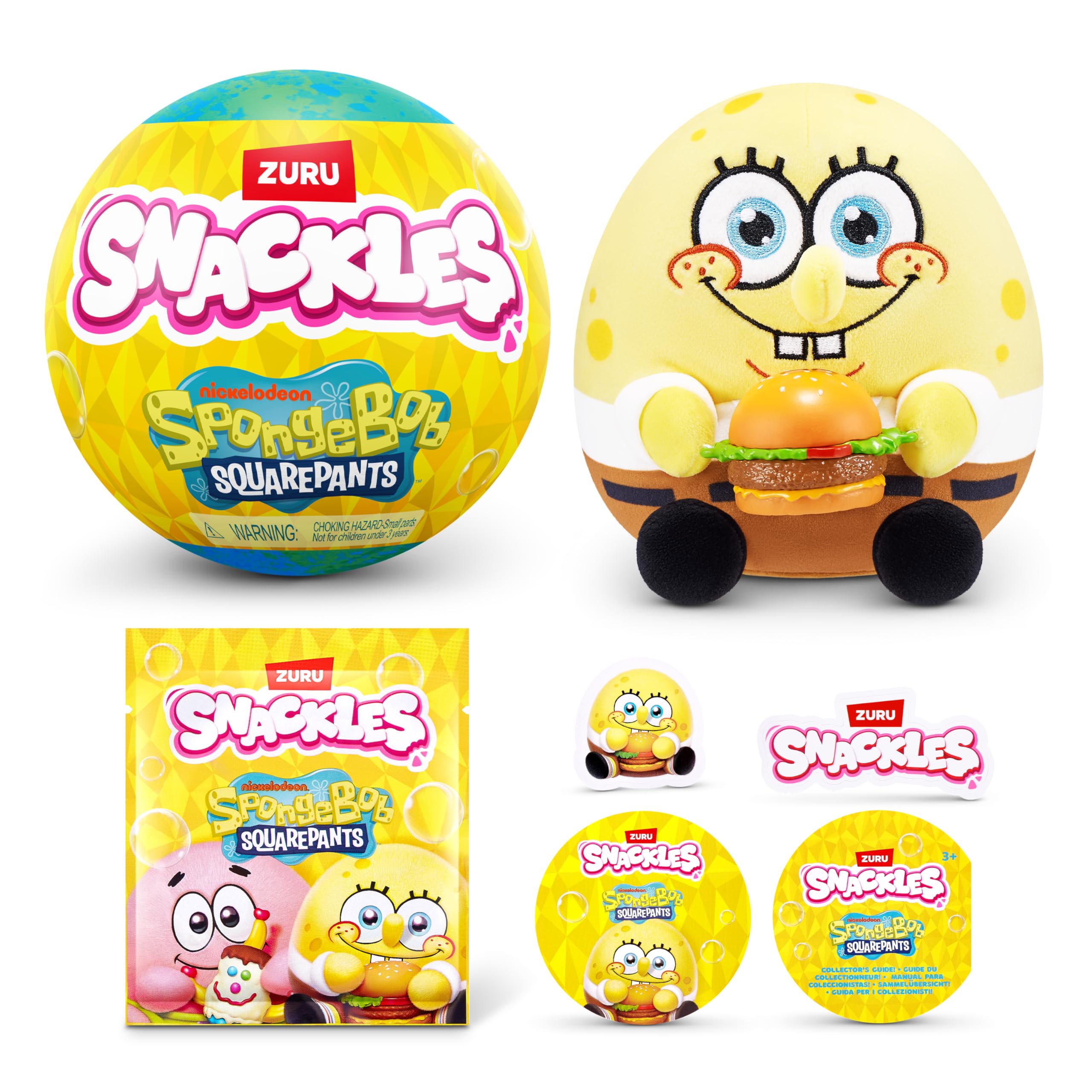 Snackles 5-inch SpongeBob Squarepants Plush by ZURU - Super-Soft Stuffed Animal for Kids 6