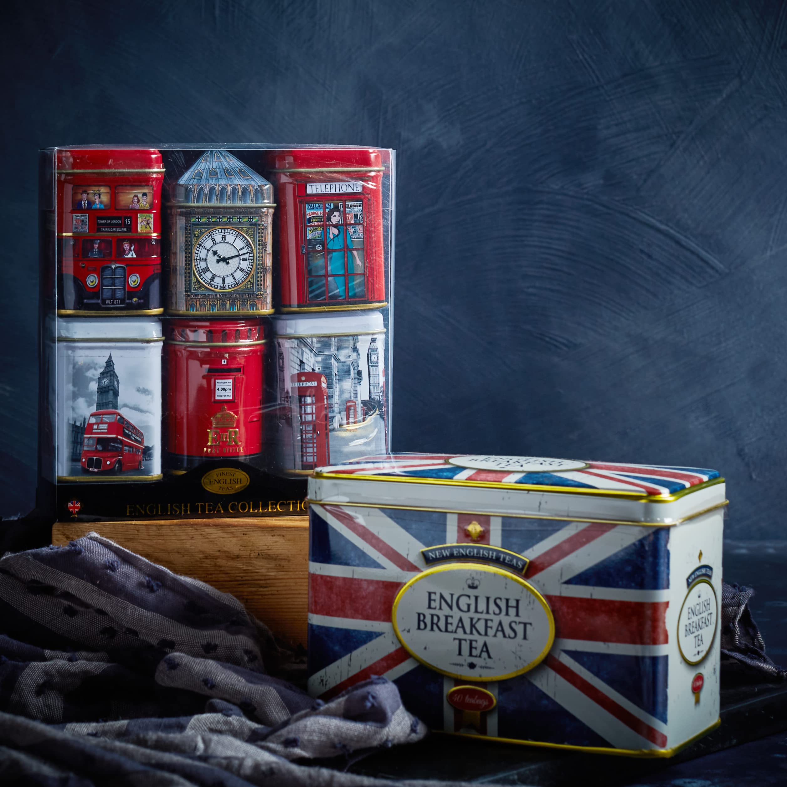 New English Teas London Sights Mini Tea Tin Gift Set - 6 Selection Loose-Leaf Black Tea Collection 6