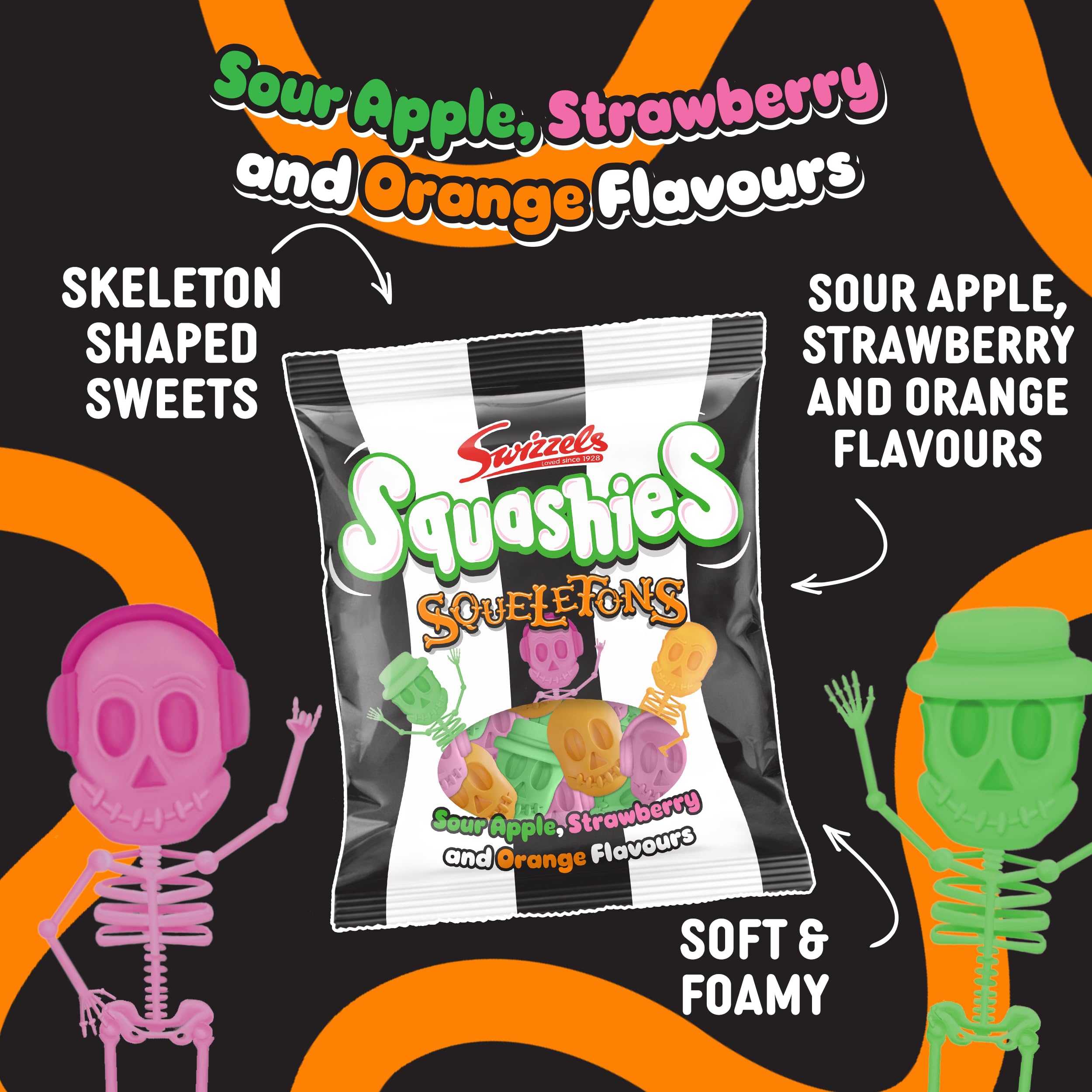 Swizzels Squashies Squeletons 120g - Halloween Chewy Sweets, Trick or Treat Candy 3