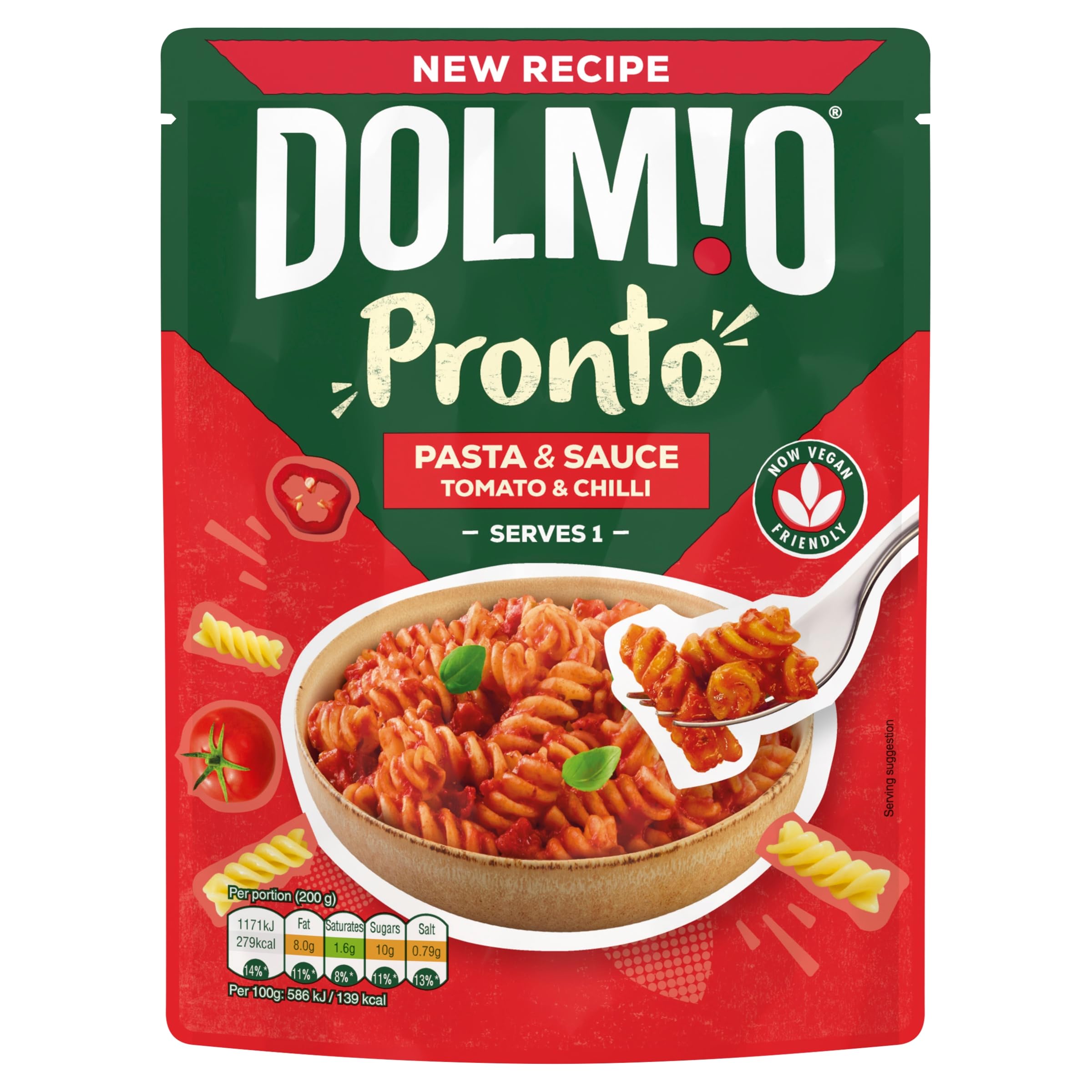 Dolmio Pasta Pronto Tomaten-Chili-Mikrowellen-Fusilli mit Sauce – 6 x 200-g-Beutel 4